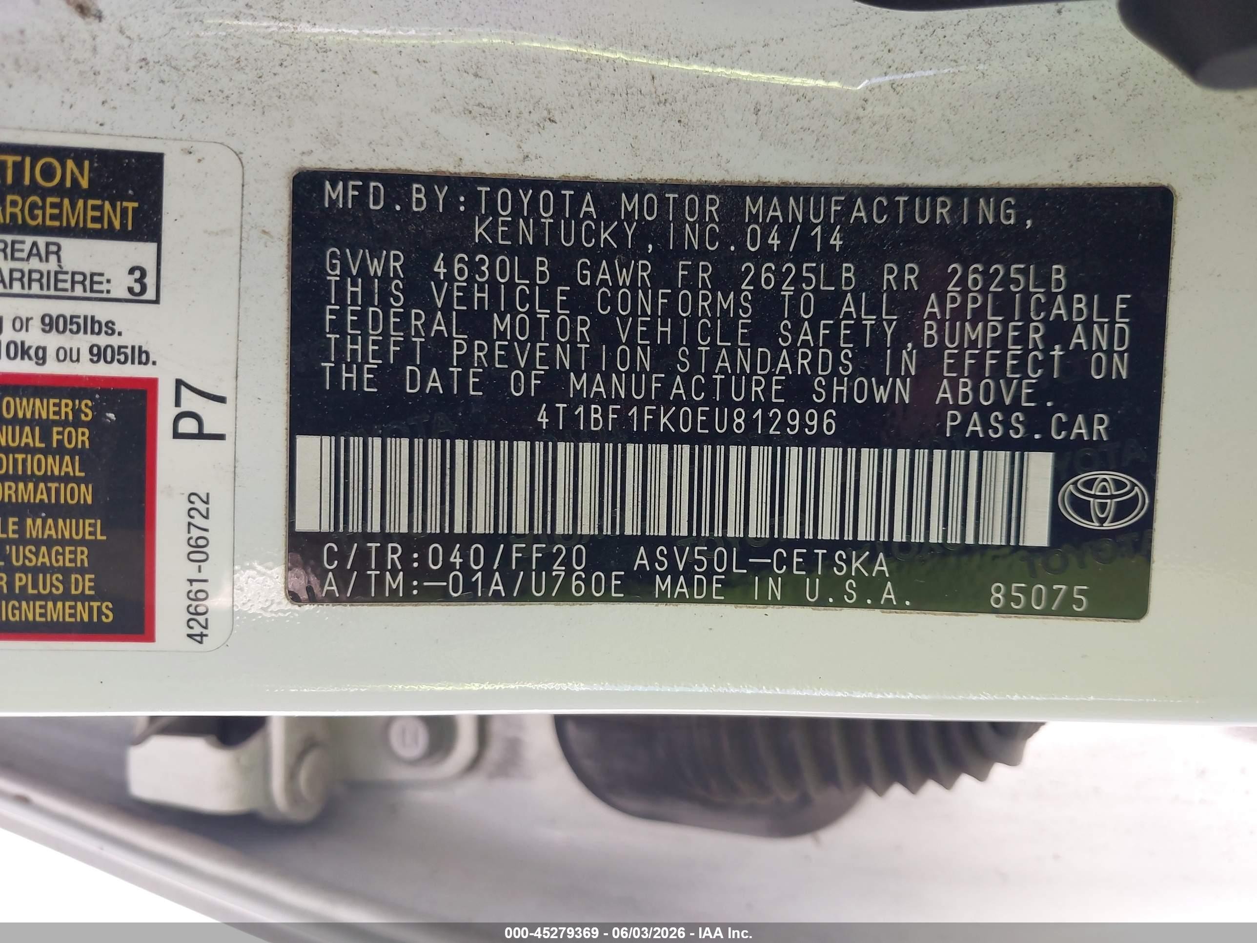 2014 Toyota Camry Se Белый vin: 4T1BF1FK0EU812996