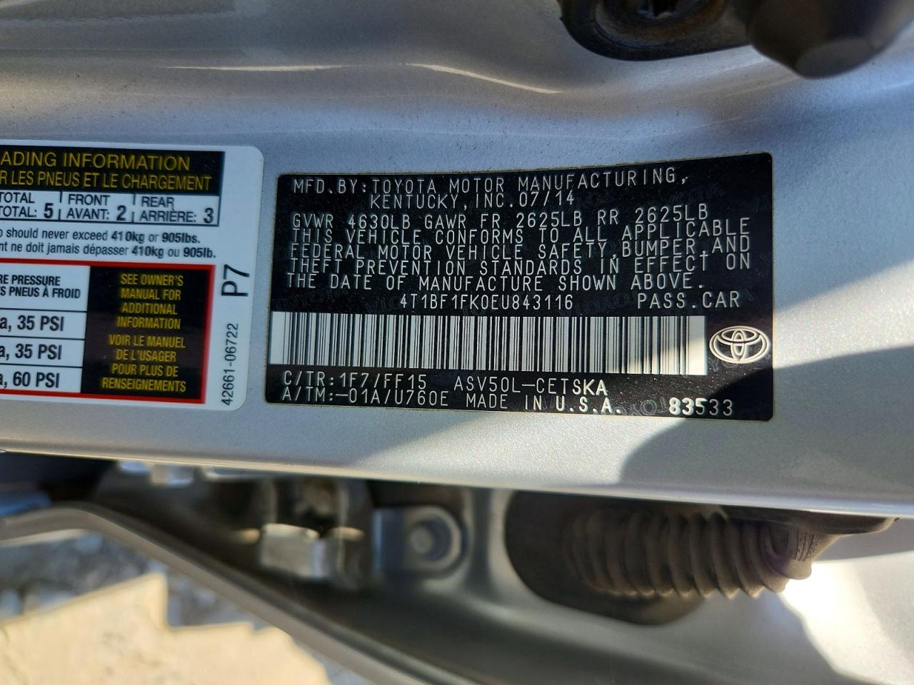 2014 Toyota Camry Se Silver vin: 4T1BF1FK0EU843116