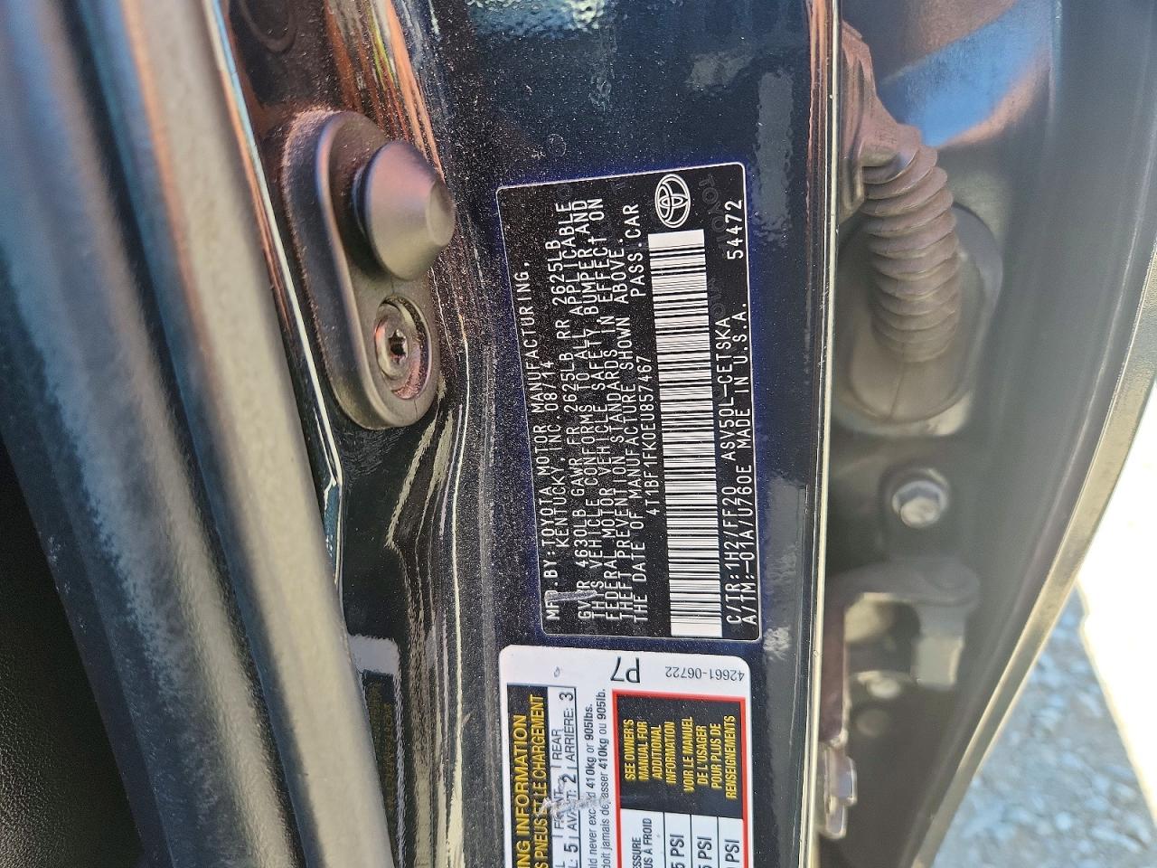 2014 Toyota Camry L Charcoal vin: 4T1BF1FK0EU857467