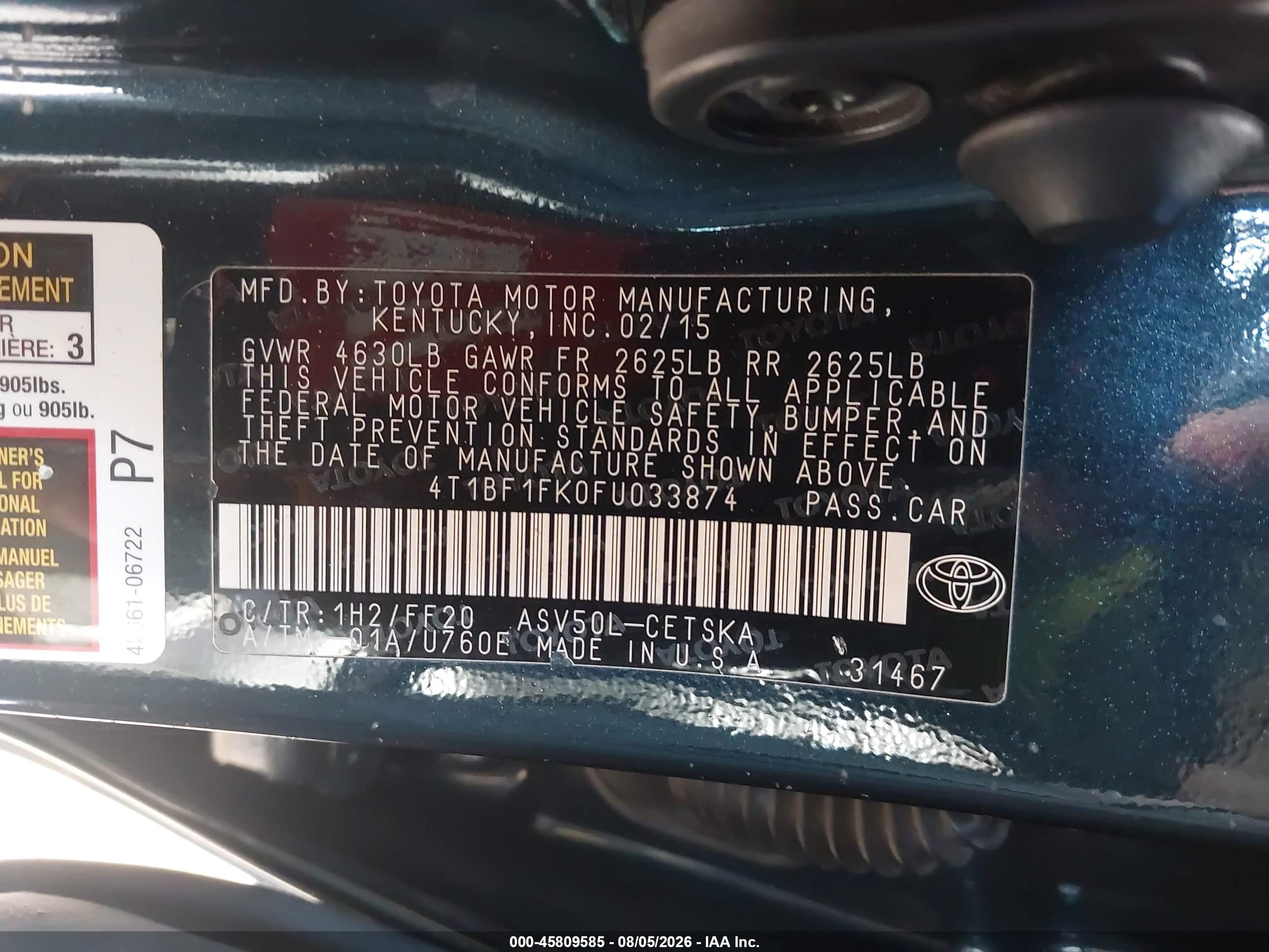 2015 Toyota Camry Se Dark Blue vin: 4T1BF1FK0FU033874