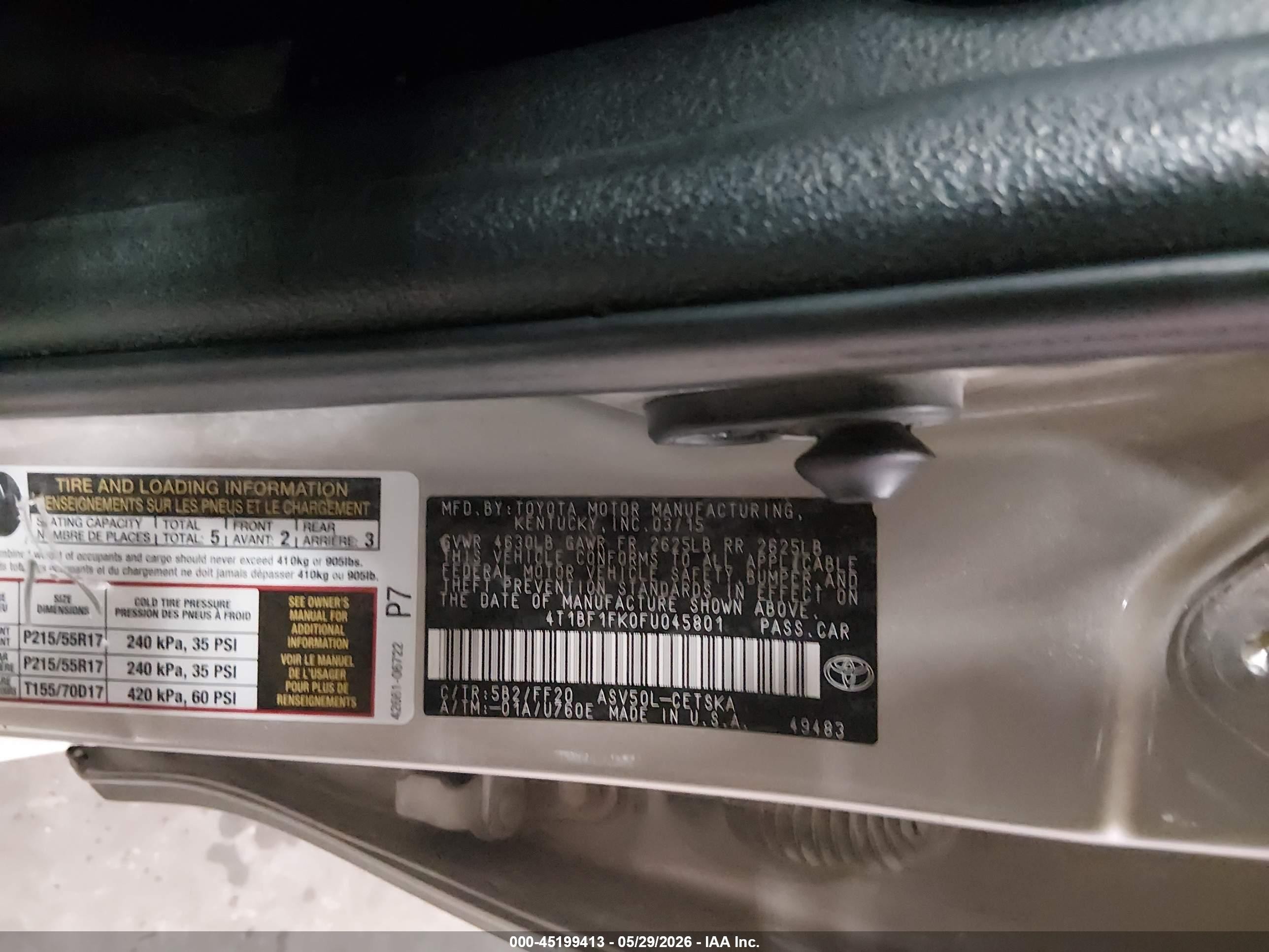 2015 Toyota Camry Se Gold vin: 4T1BF1FK0FU045801