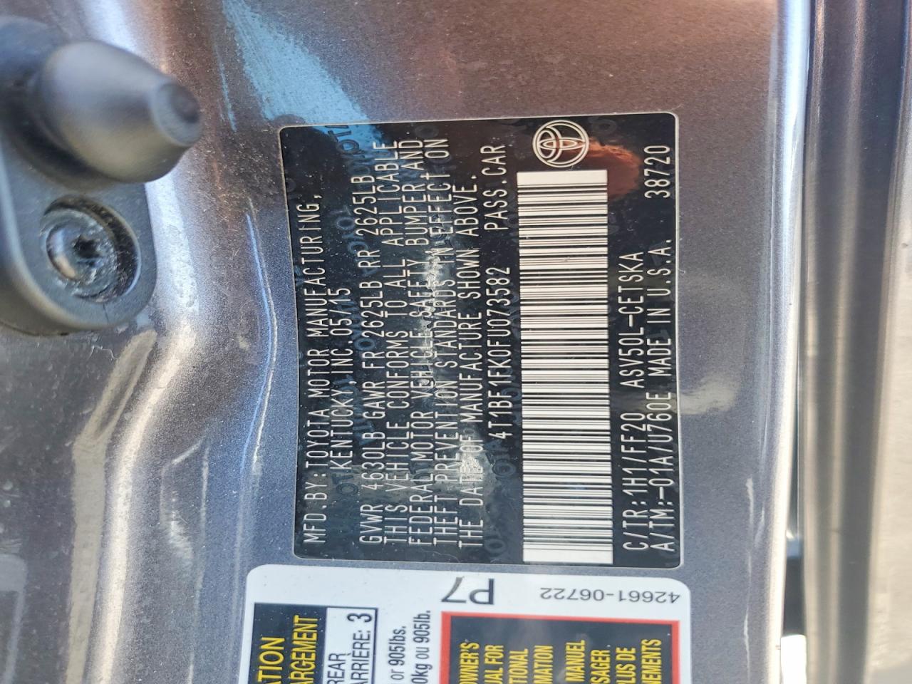 2015 Toyota Camry Se Silver vin: 4T1BF1FK0FU073582