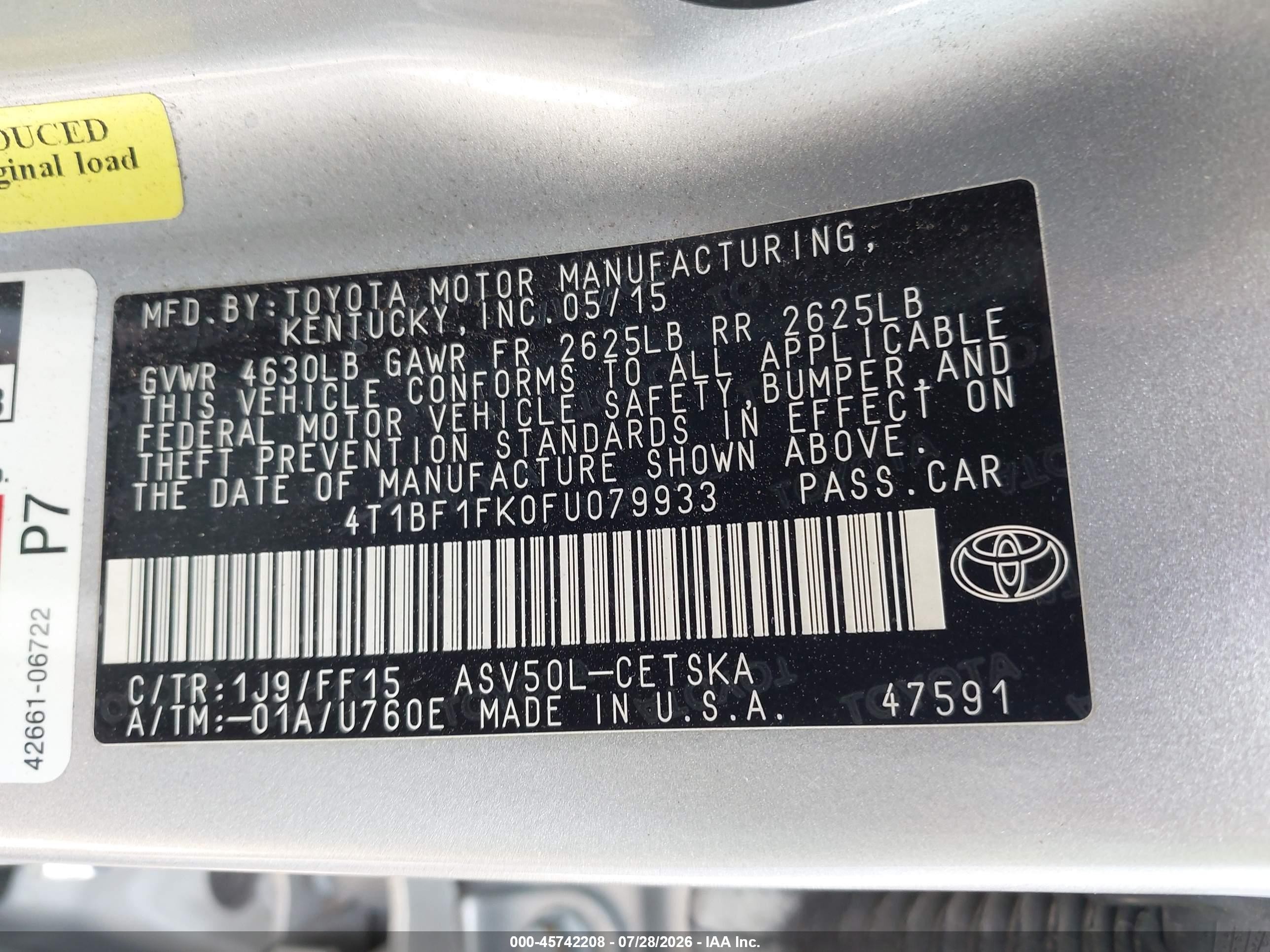 2015 Toyota Camry Se Silver vin: 4T1BF1FK0FU079933