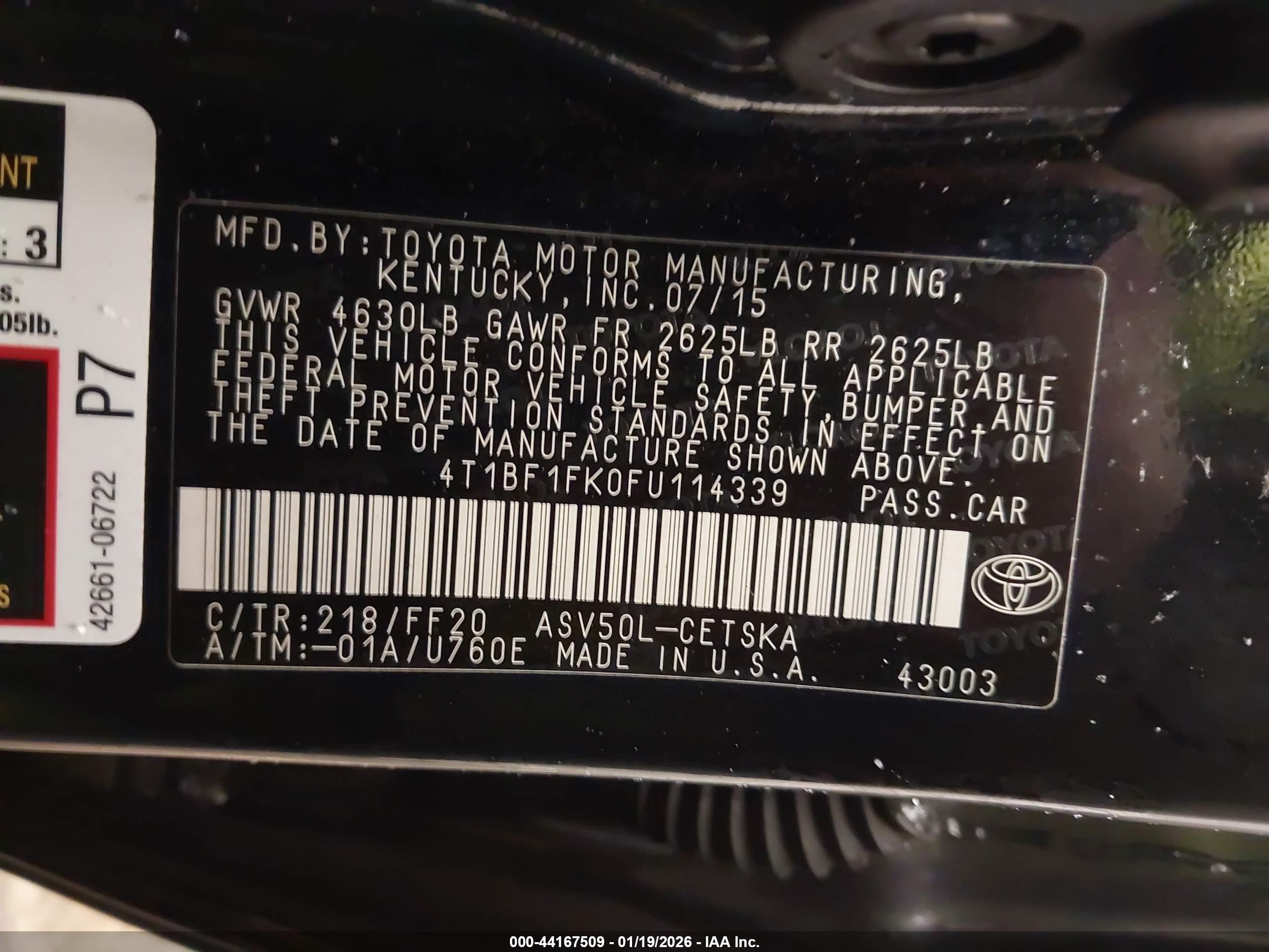 2015 Toyota Camry Se Black vin: 4T1BF1FK0FU114339