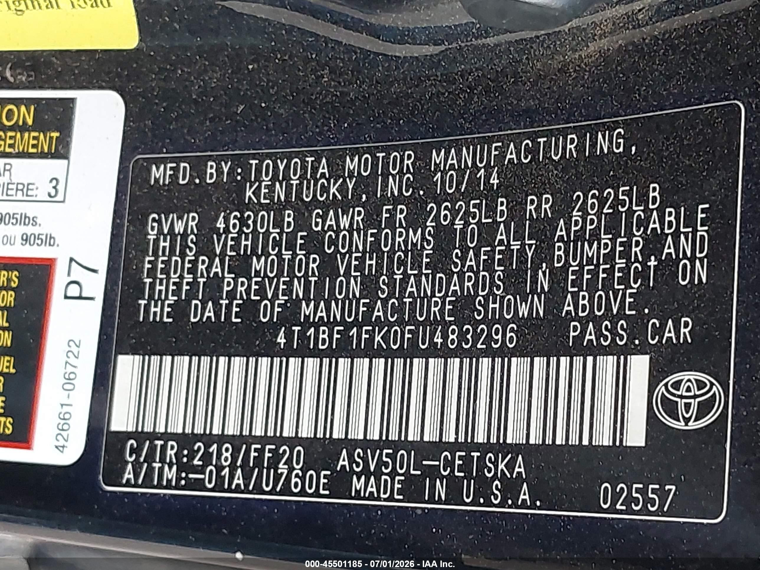 2015 Toyota Camry Se Black vin: 4T1BF1FK0FU483296