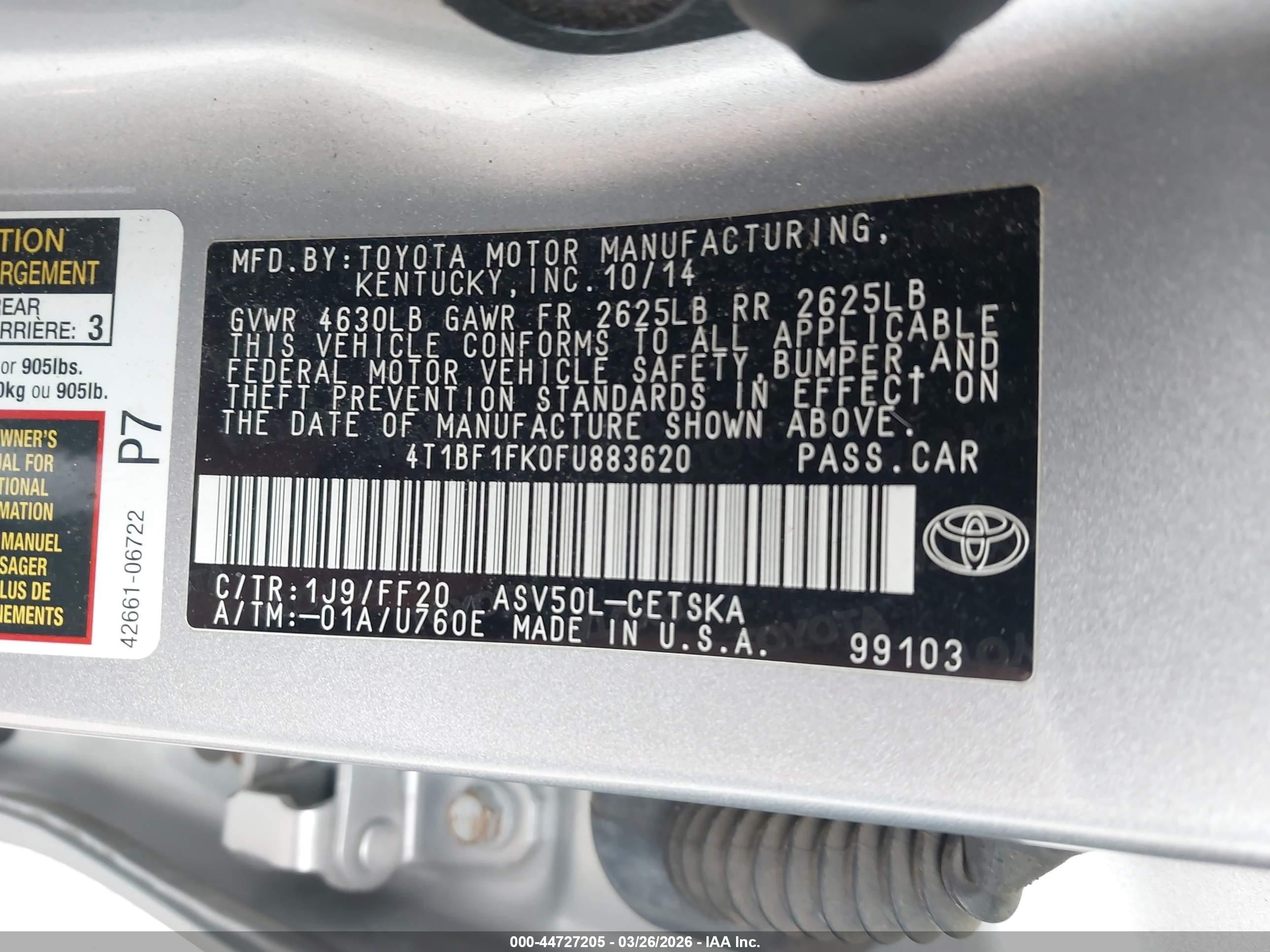 2015 Toyota Camry Se Silver vin: 4T1BF1FK0FU883620