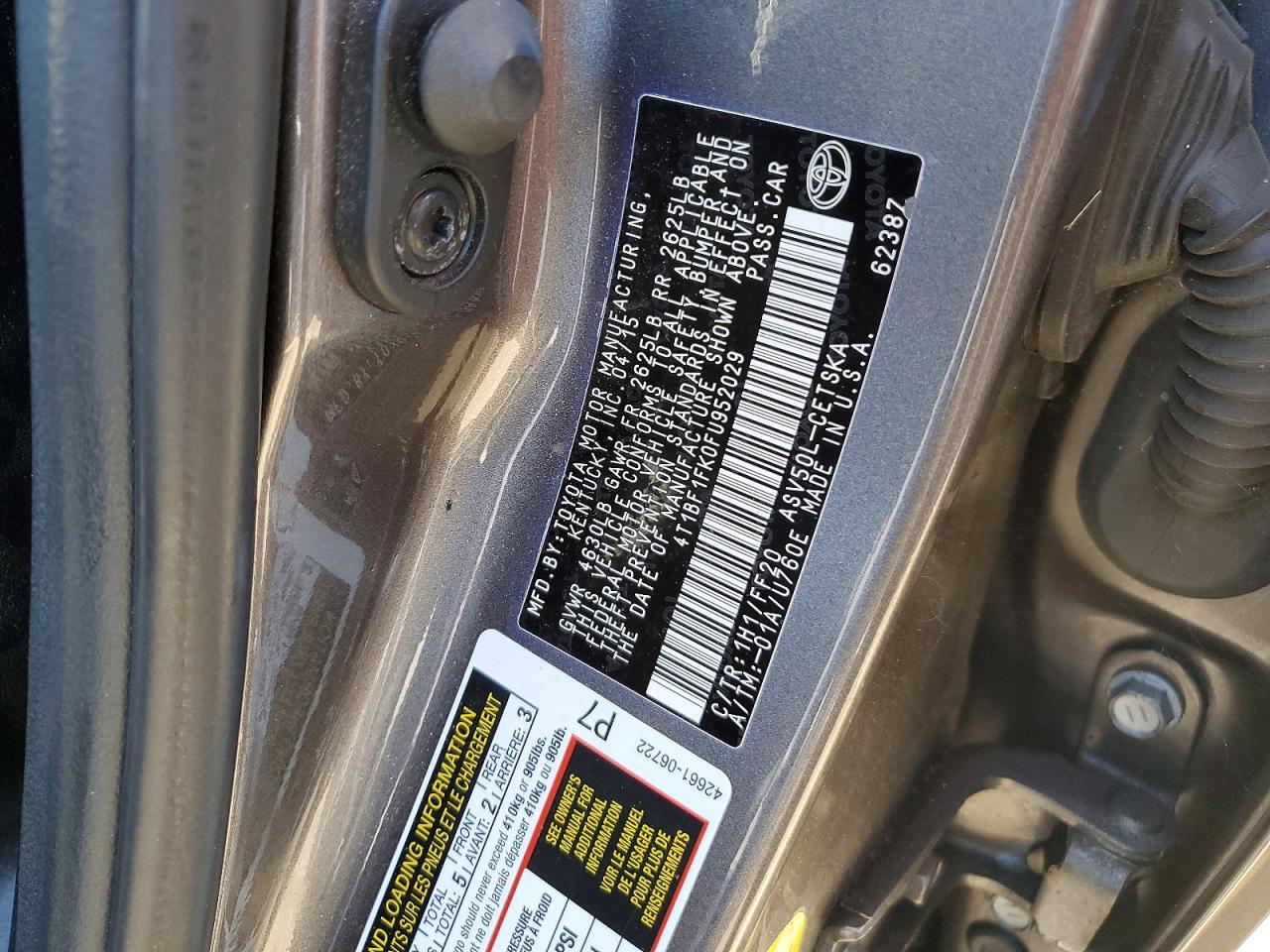 2015 Toyota Camry Se Charcoal vin: 4T1BF1FK0FU952029