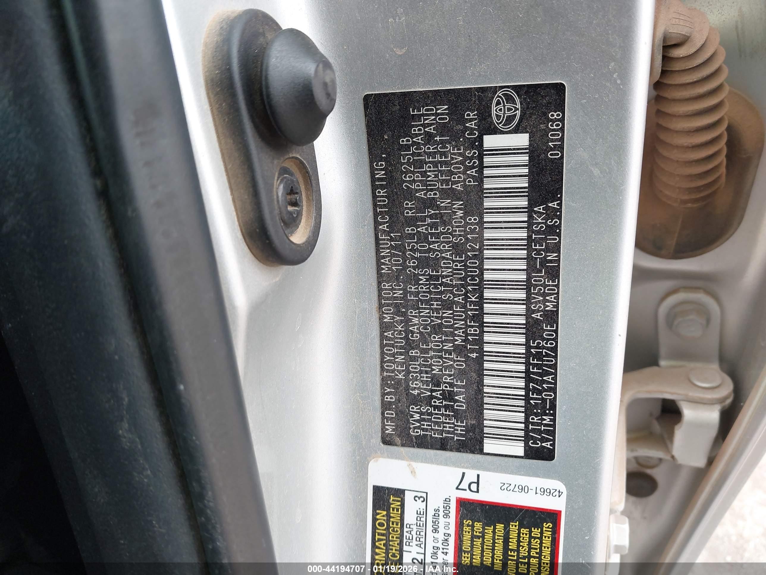 2012 Toyota Camry Se Silver vin: 4T1BF1FK1CU012138