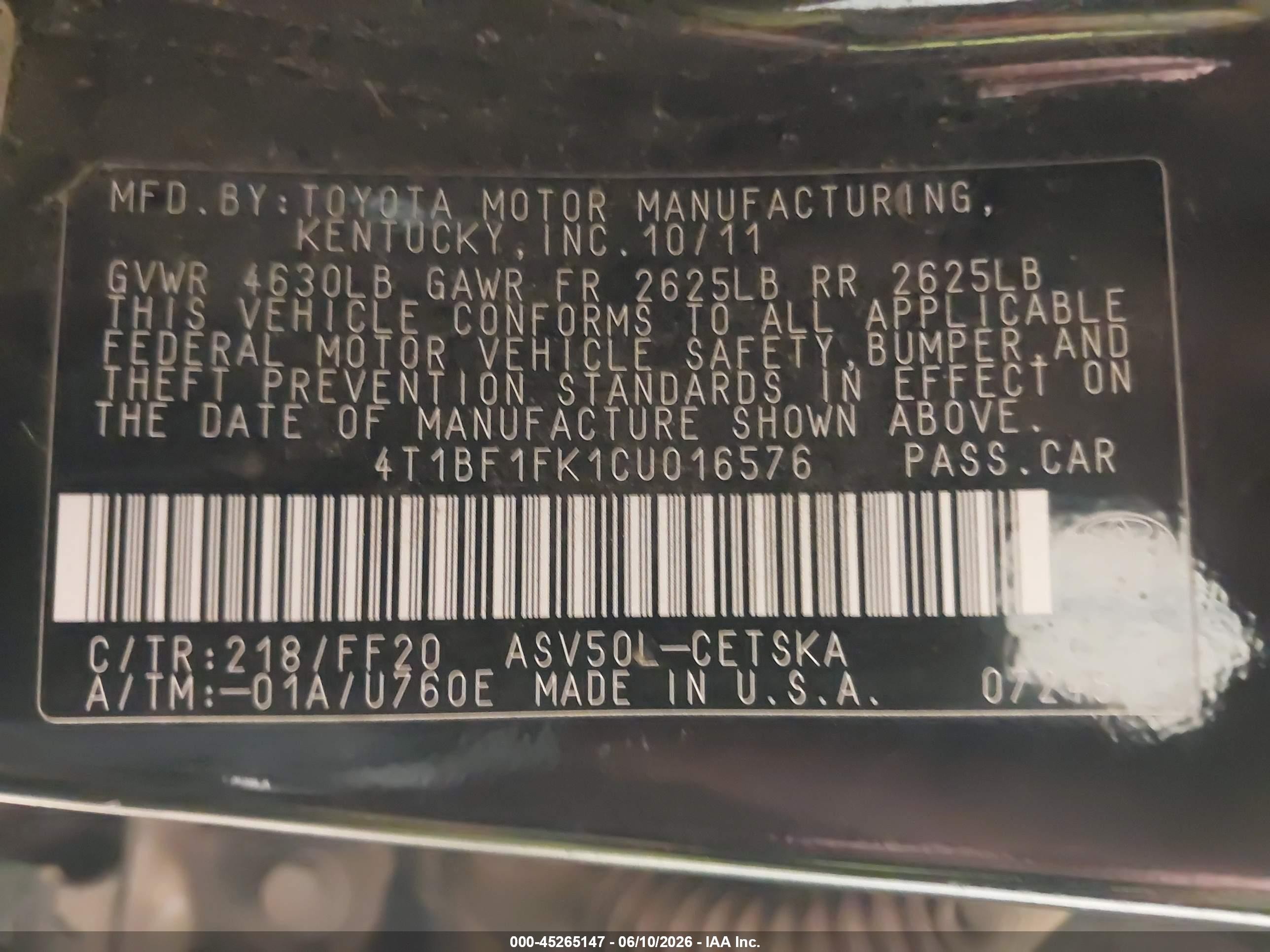 2012 Toyota Camry Se Black vin: 4T1BF1FK1CU016576