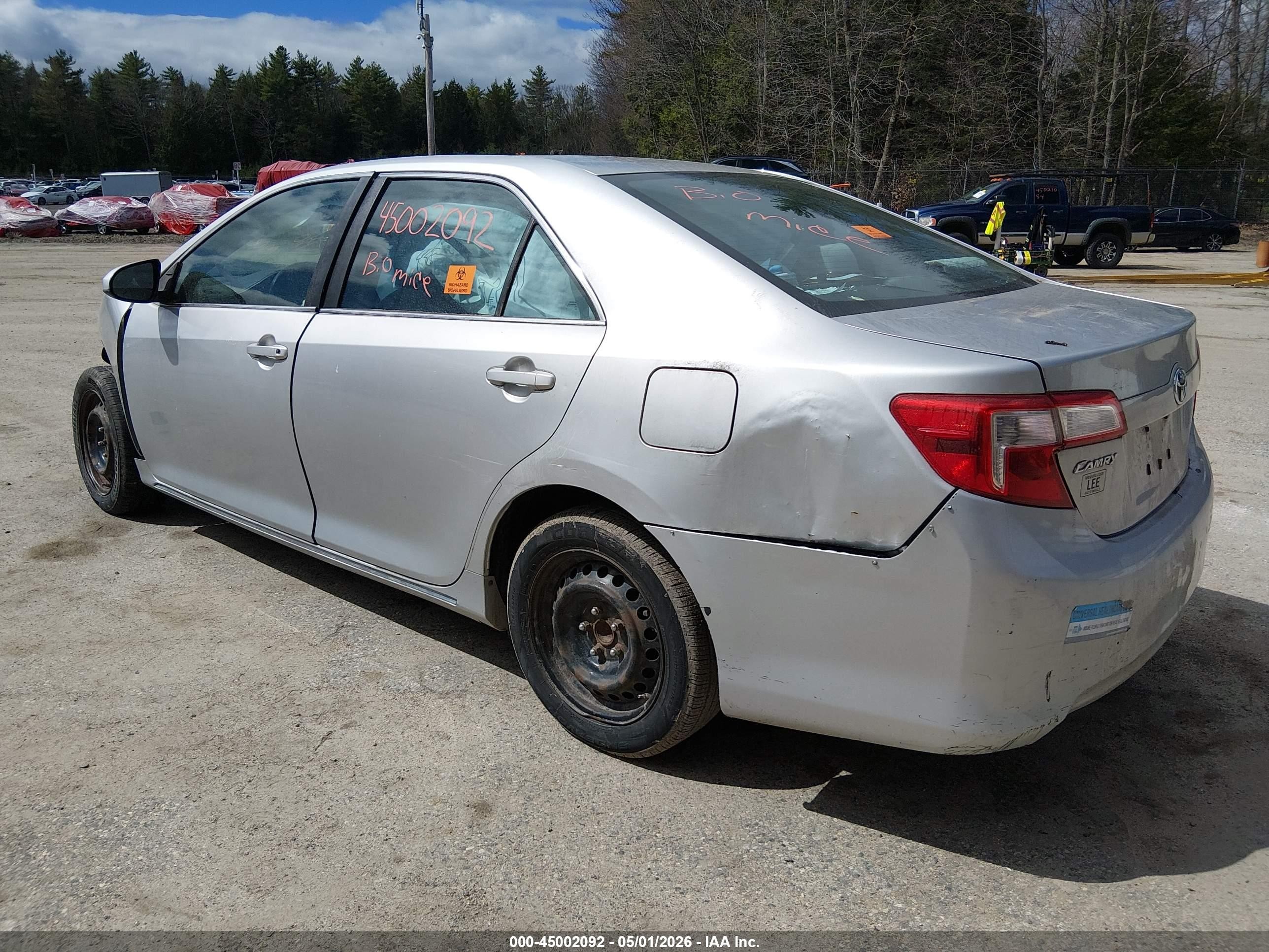 2012 Toyota Camry Le Silver vin: 4T1BF1FK1CU043891