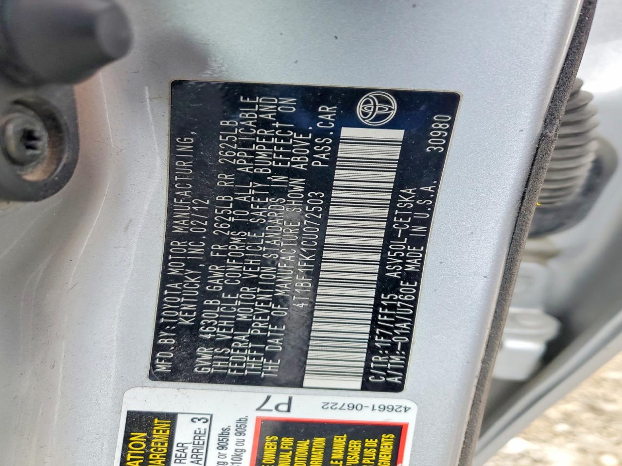 2012 Toyota Camry Se Silver vin: 4T1BF1FK1CU072503