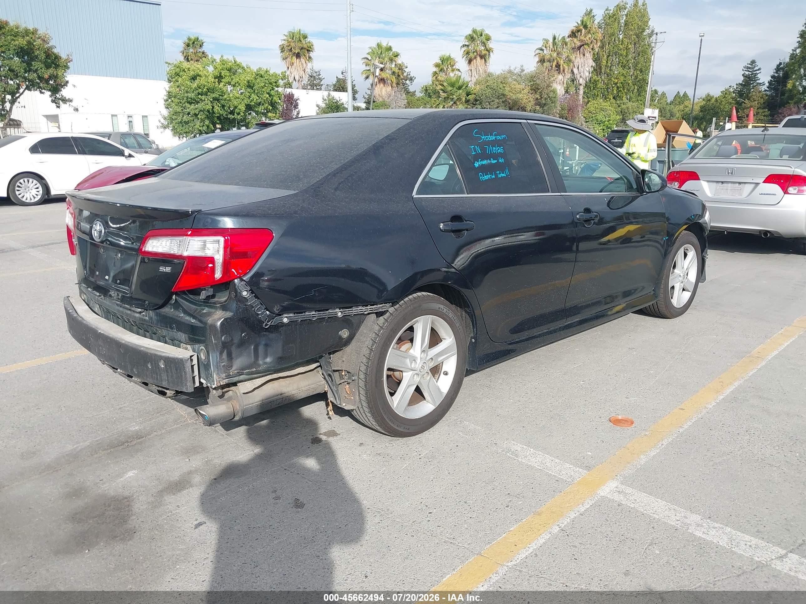 2012 Toyota Camry Se Black vin: 4T1BF1FK1CU116936