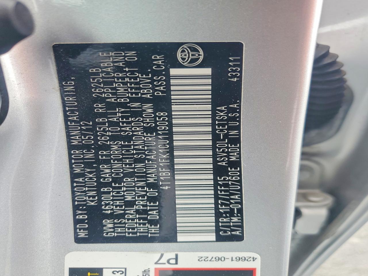 2012 Toyota Camry Se Silver vin: 4T1BF1FK1CU119058