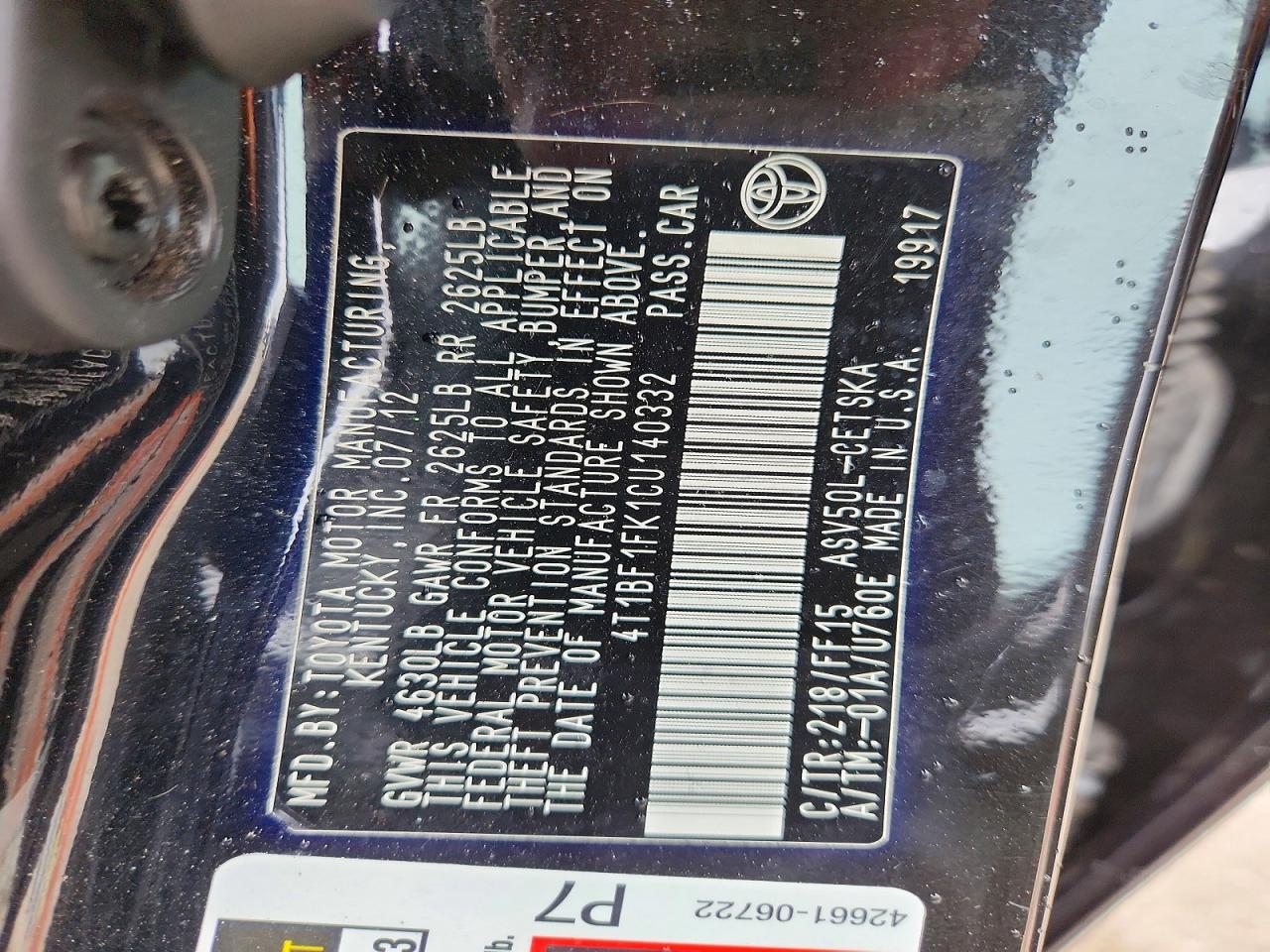 2012 Toyota Camry Se Black vin: 4T1BF1FK1CU140332