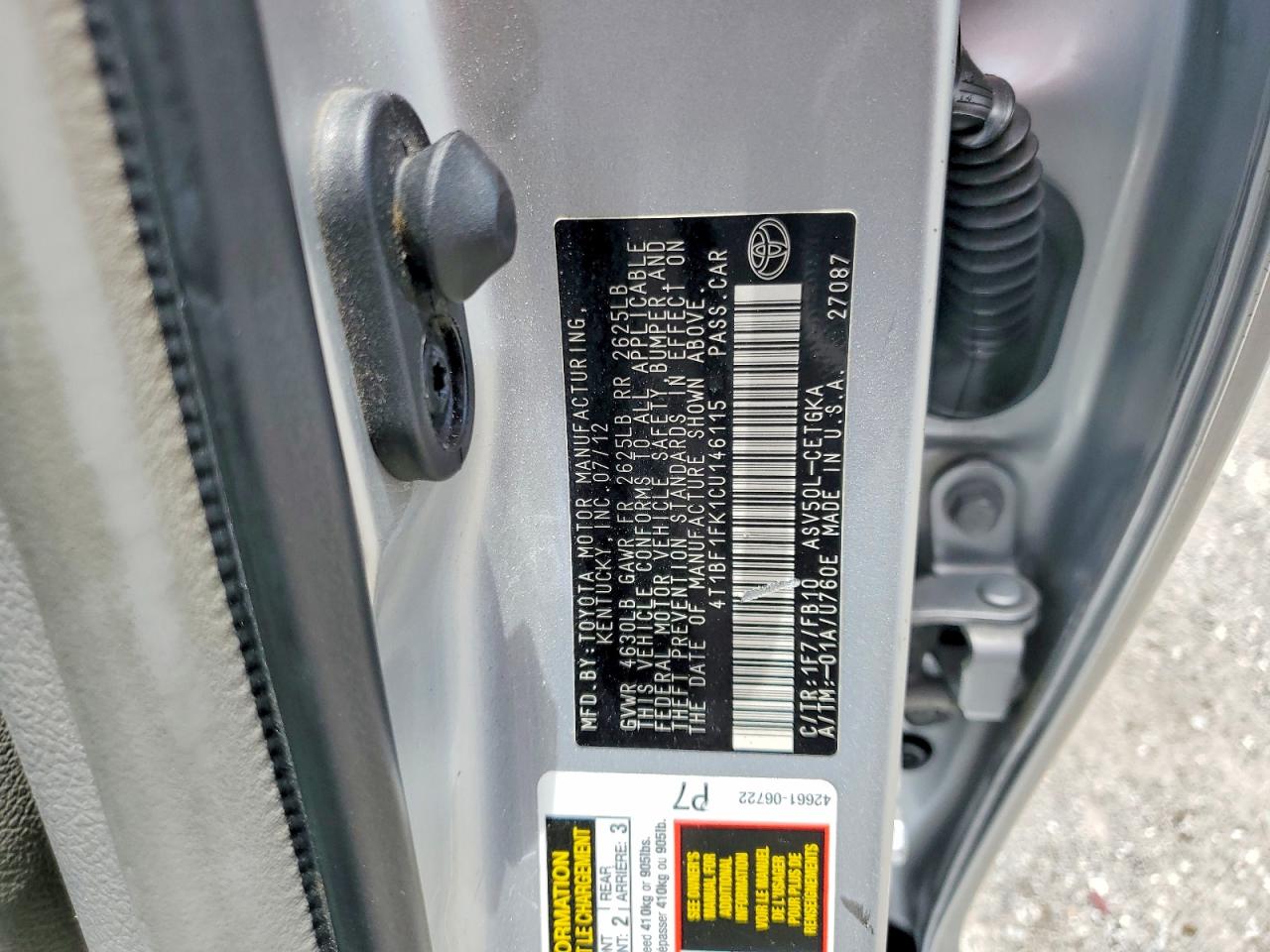 2012 Toyota Camry Xle Silver vin: 4T1BF1FK1CU146115