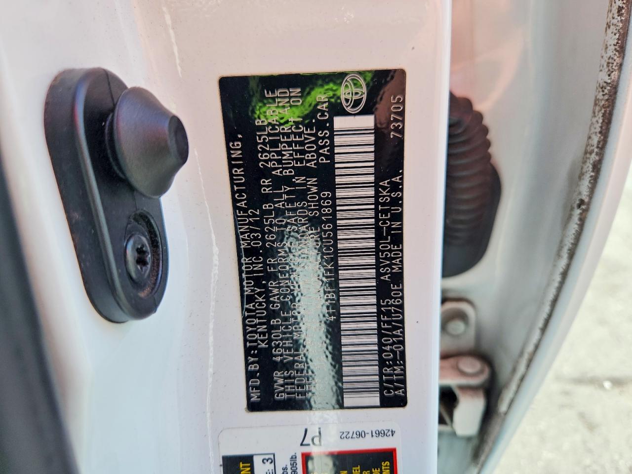 2012 Toyota Camry Se White vin: 4T1BF1FK1CU561869