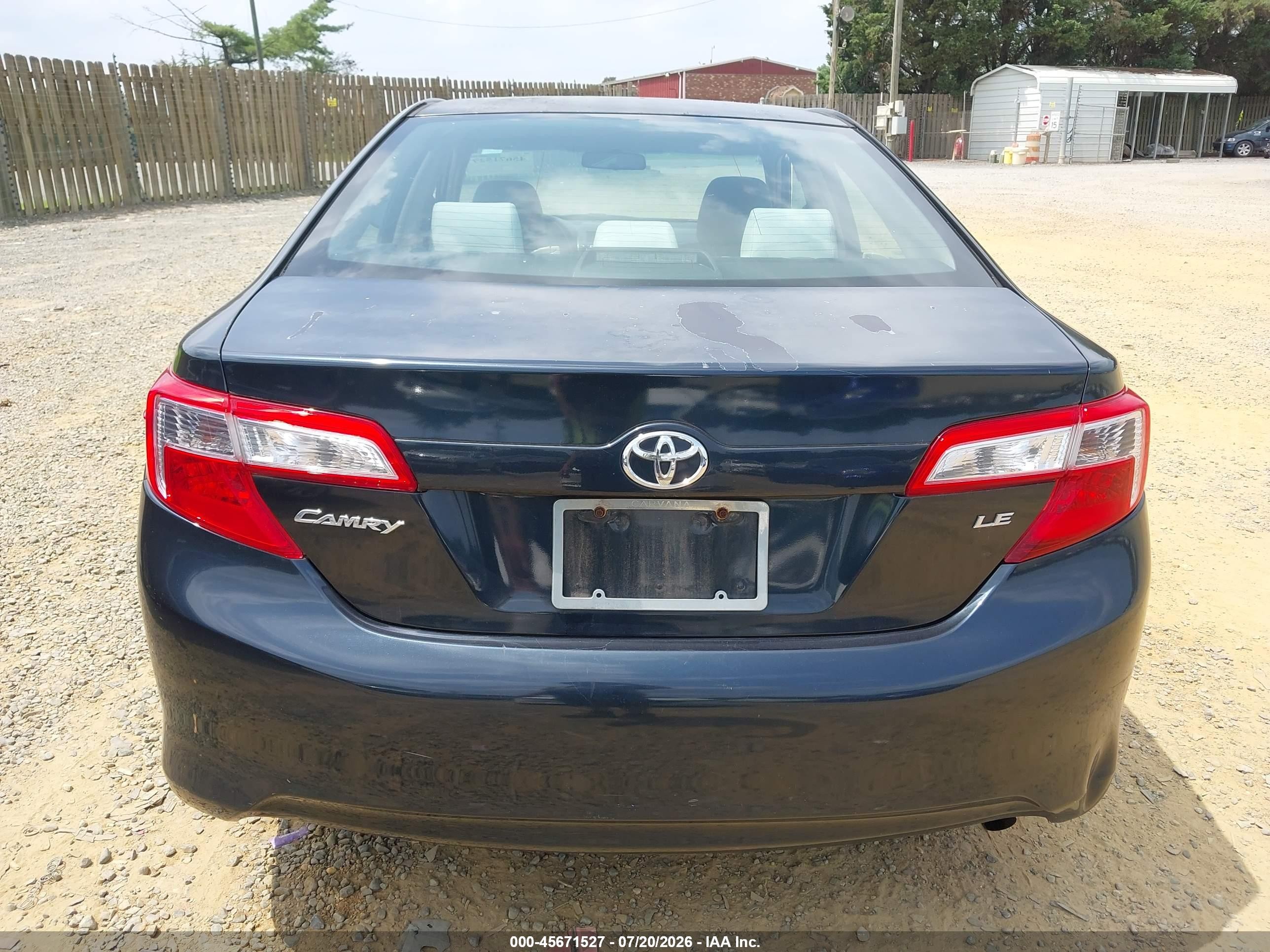 2013 Toyota Camry Le Black vin: 4T1BF1FK1DU231344