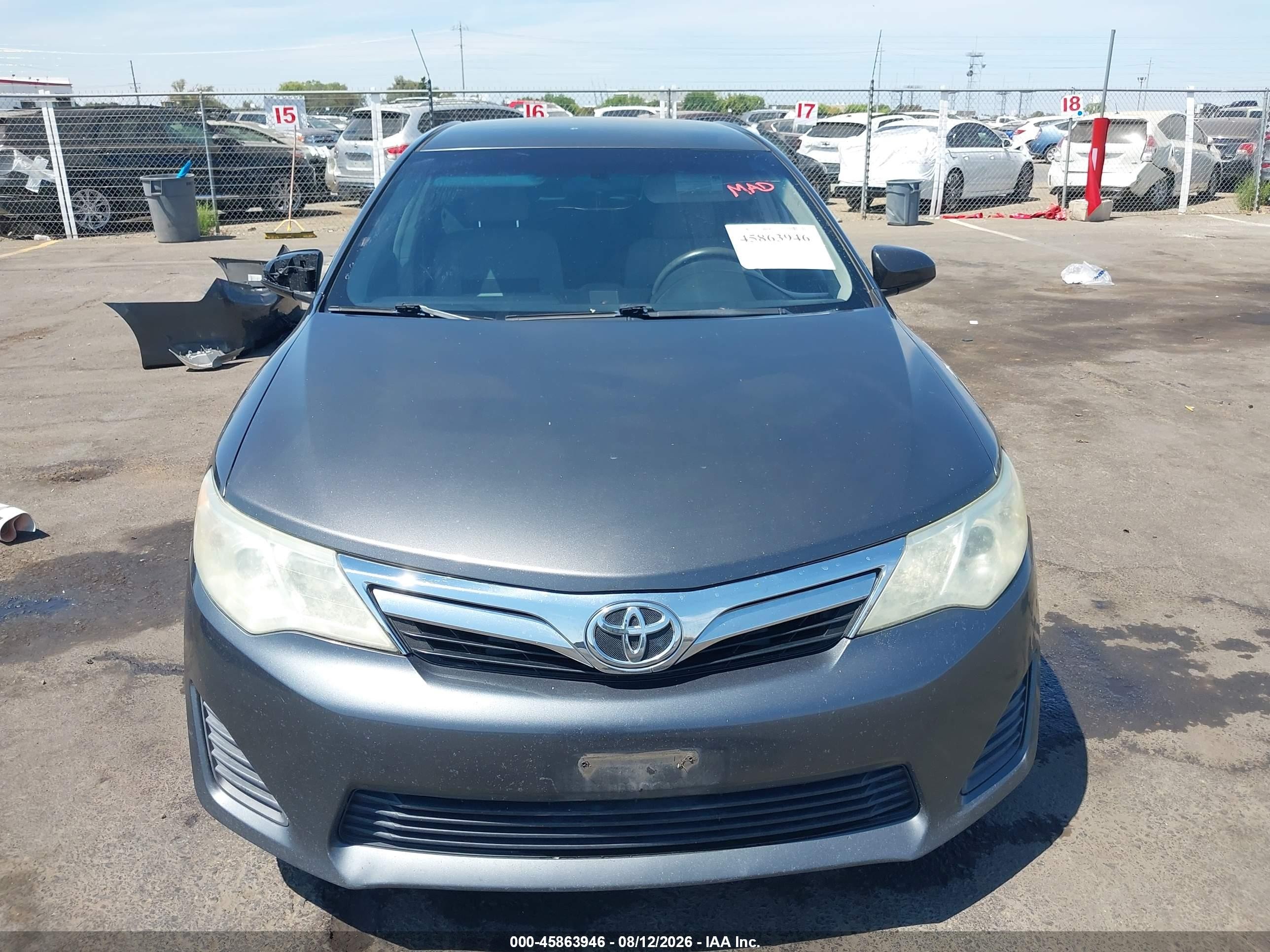 2013 Toyota Camry Le Gray vin: 4T1BF1FK1DU247222