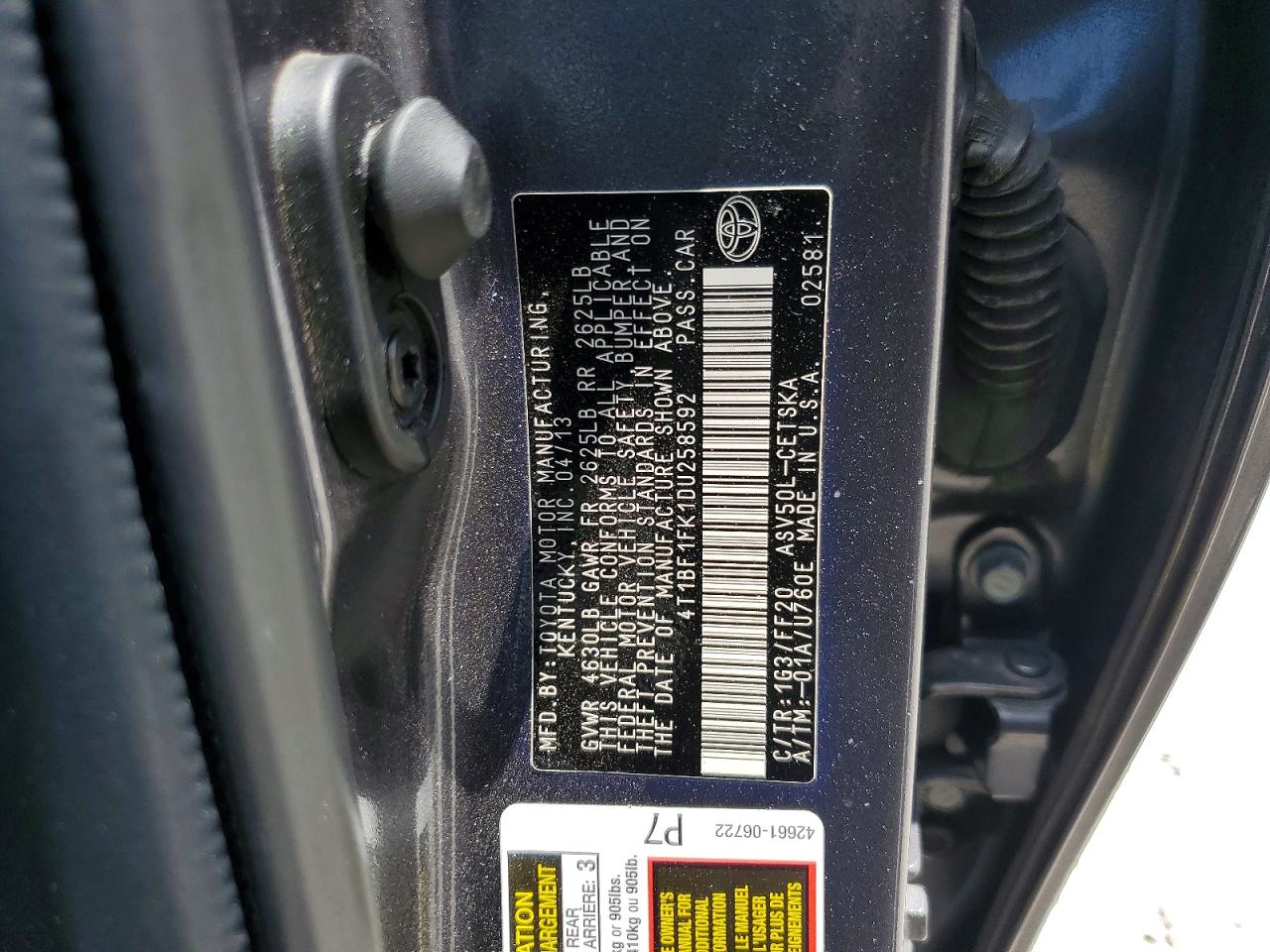 2013 Toyota Camry Se Gray vin: 4T1BF1FK1DU258592