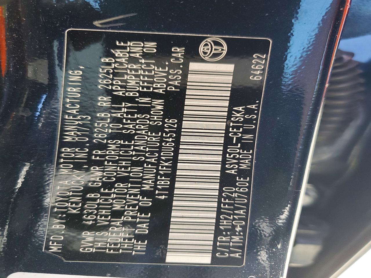 2013 Toyota Camry Se Черный vin: 4T1BF1FK1DU645126