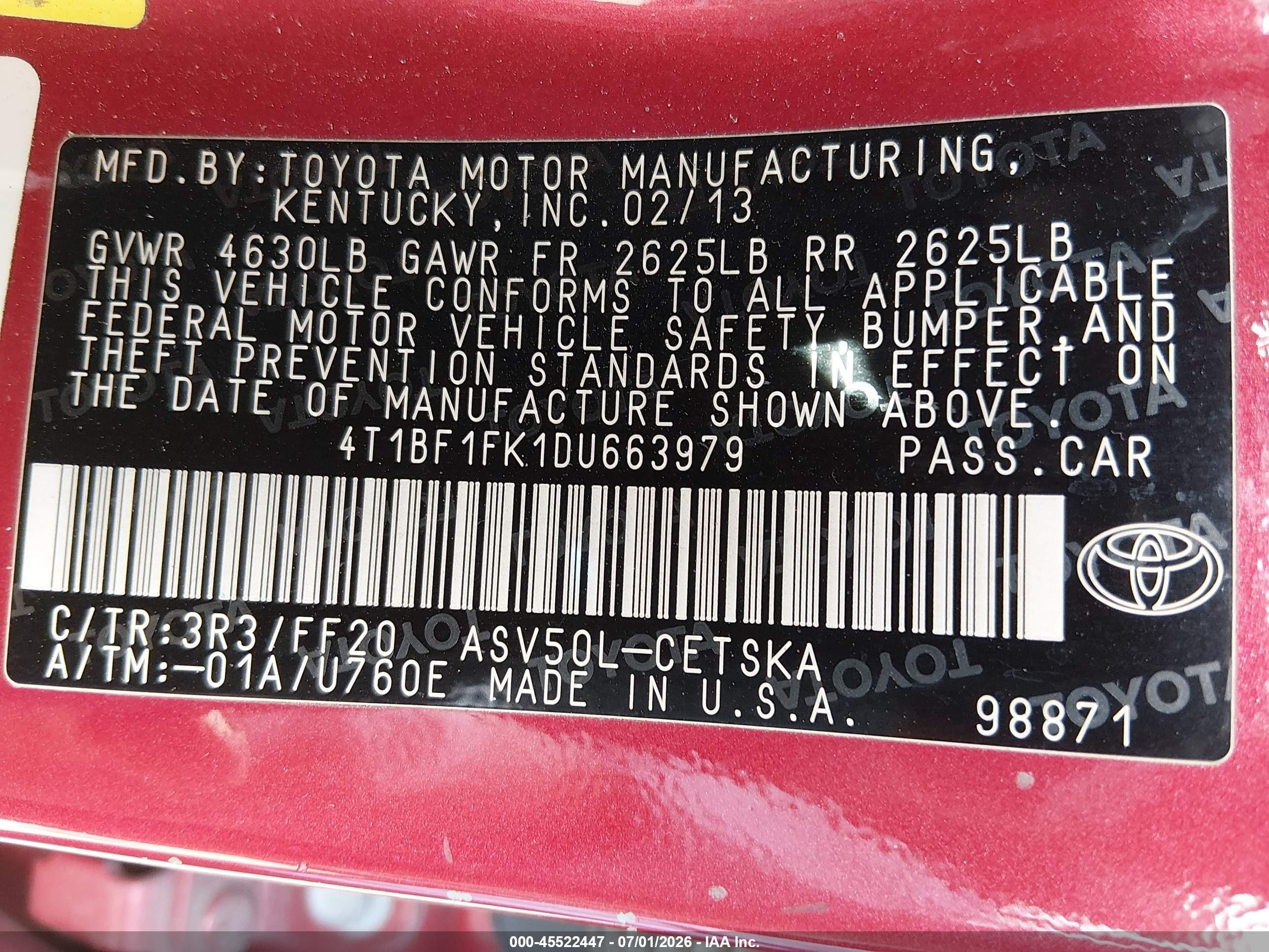 2013 Toyota Camry Se Красный vin: 4T1BF1FK1DU663979