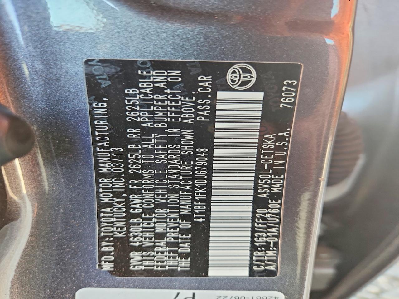 2013 Toyota Camry Se Gray vin: 4T1BF1FK1DU679048