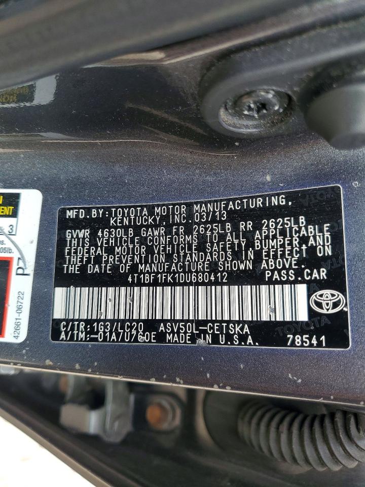 2013 Toyota Camry Se Серый vin: 4T1BF1FK1DU680412