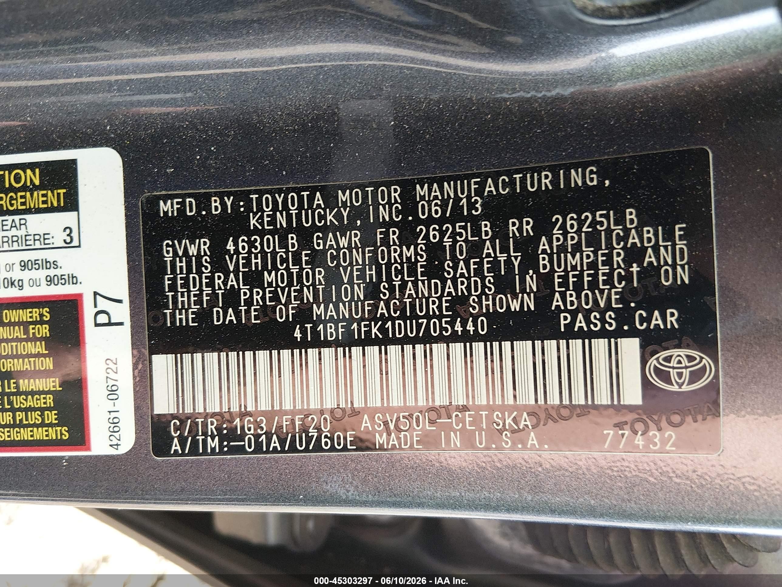 2013 Toyota Camry Se Gray vin: 4T1BF1FK1DU705440