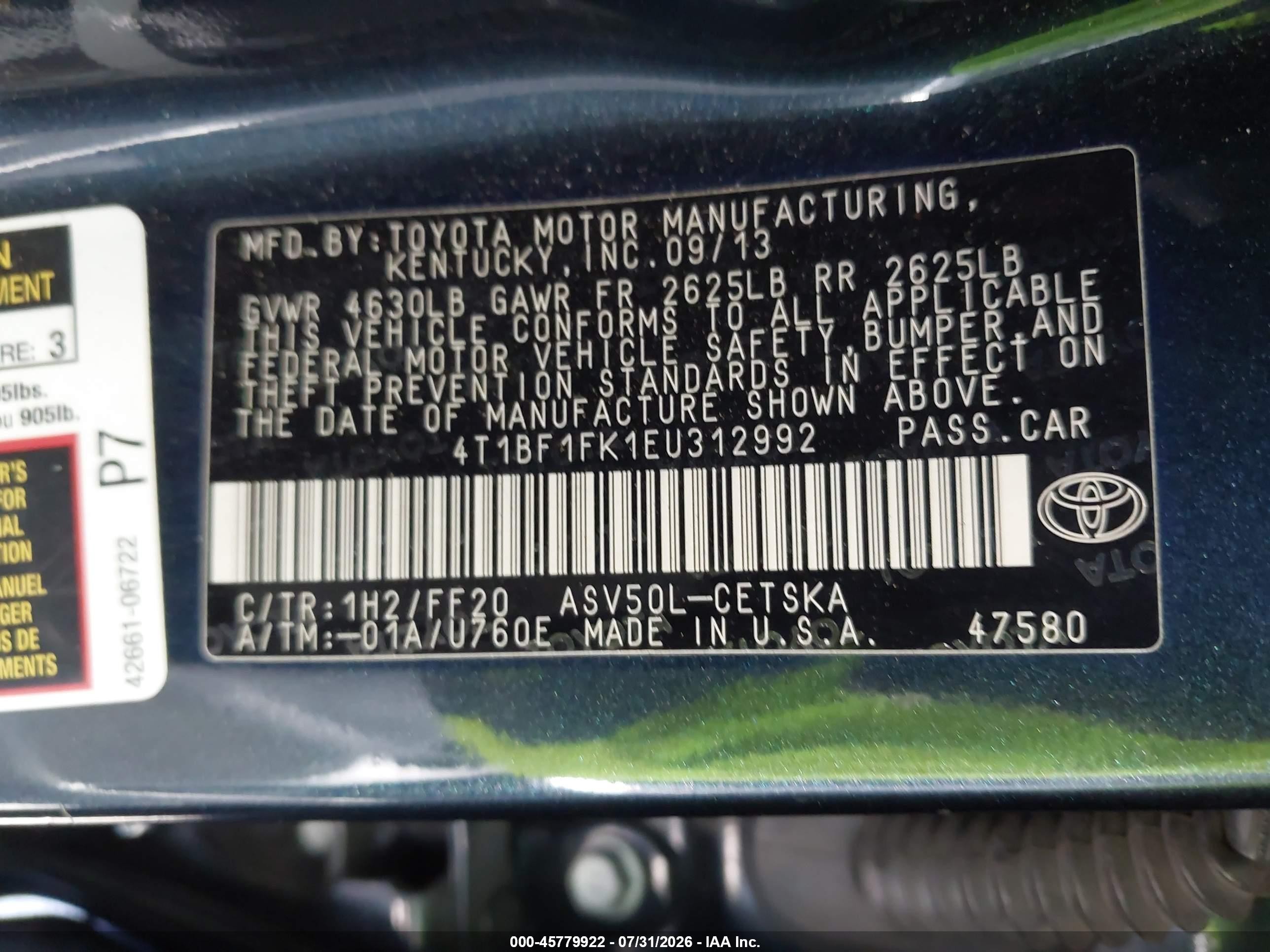 2014 Toyota Camry Se Black vin: 4T1BF1FK1EU312992