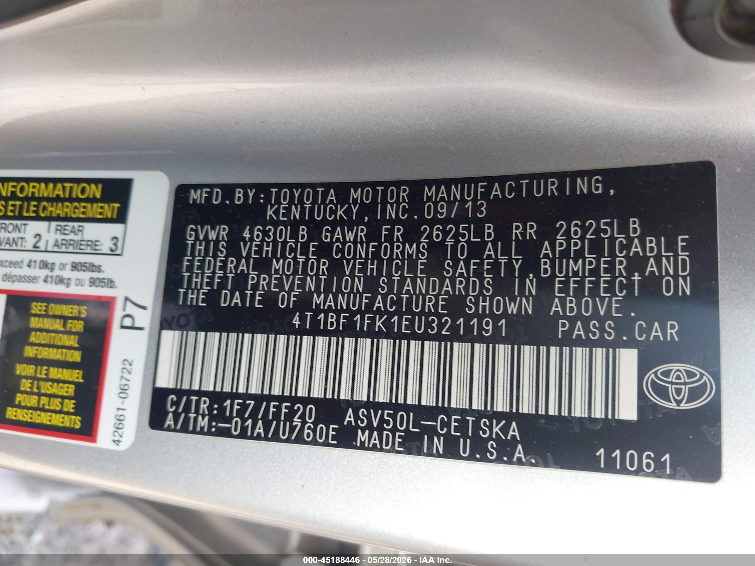2014 Toyota Camry Se Silver vin: 4T1BF1FK1EU321191