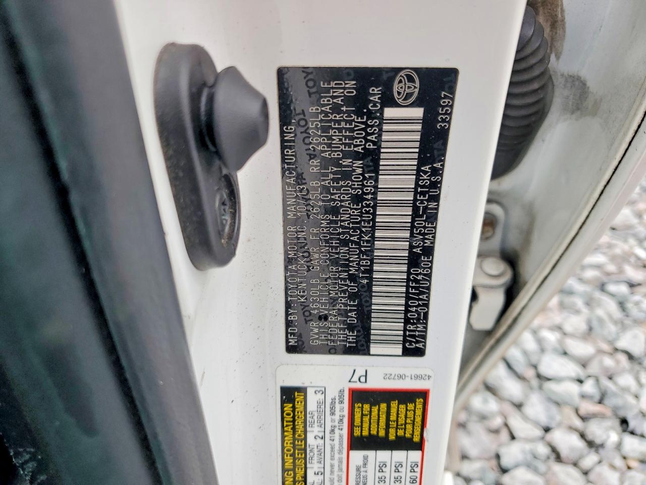 2014 Toyota Camry Se White vin: 4T1BF1FK1EU334961