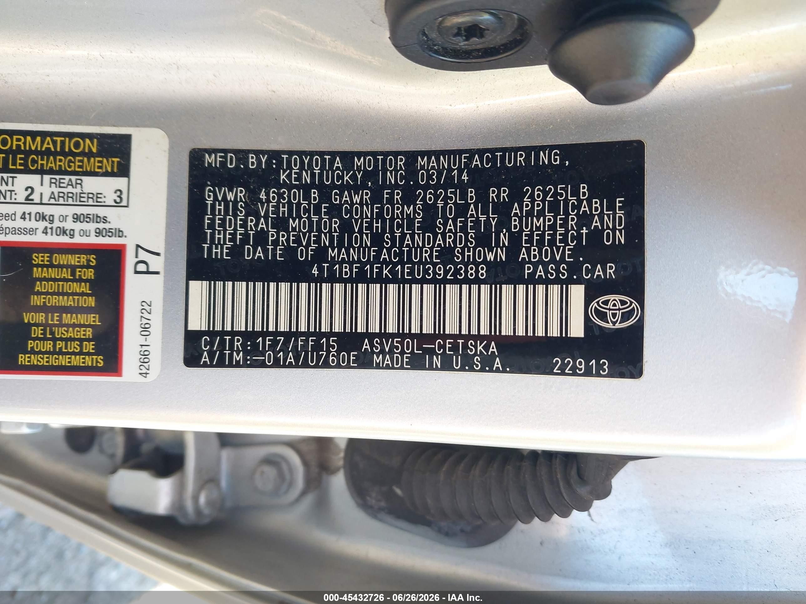 2014 Toyota Camry Se Silver vin: 4T1BF1FK1EU392388