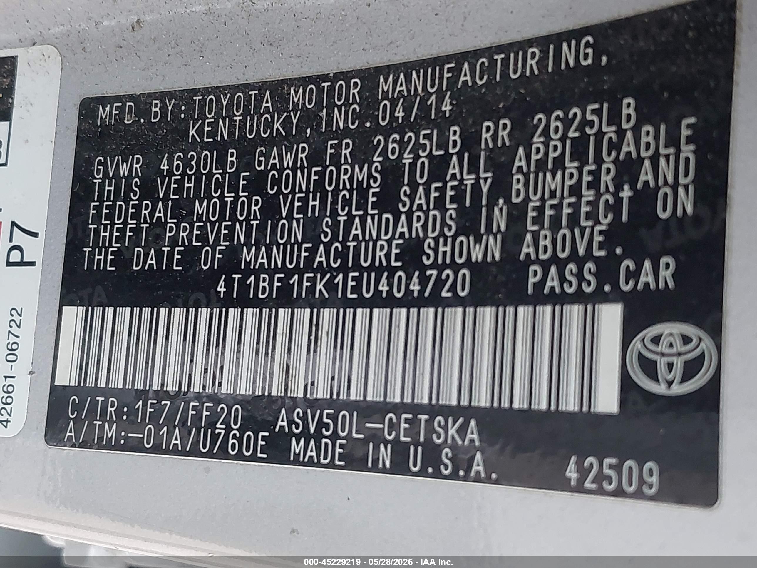 2014 Toyota Camry Se Серебряный vin: 4T1BF1FK1EU404720