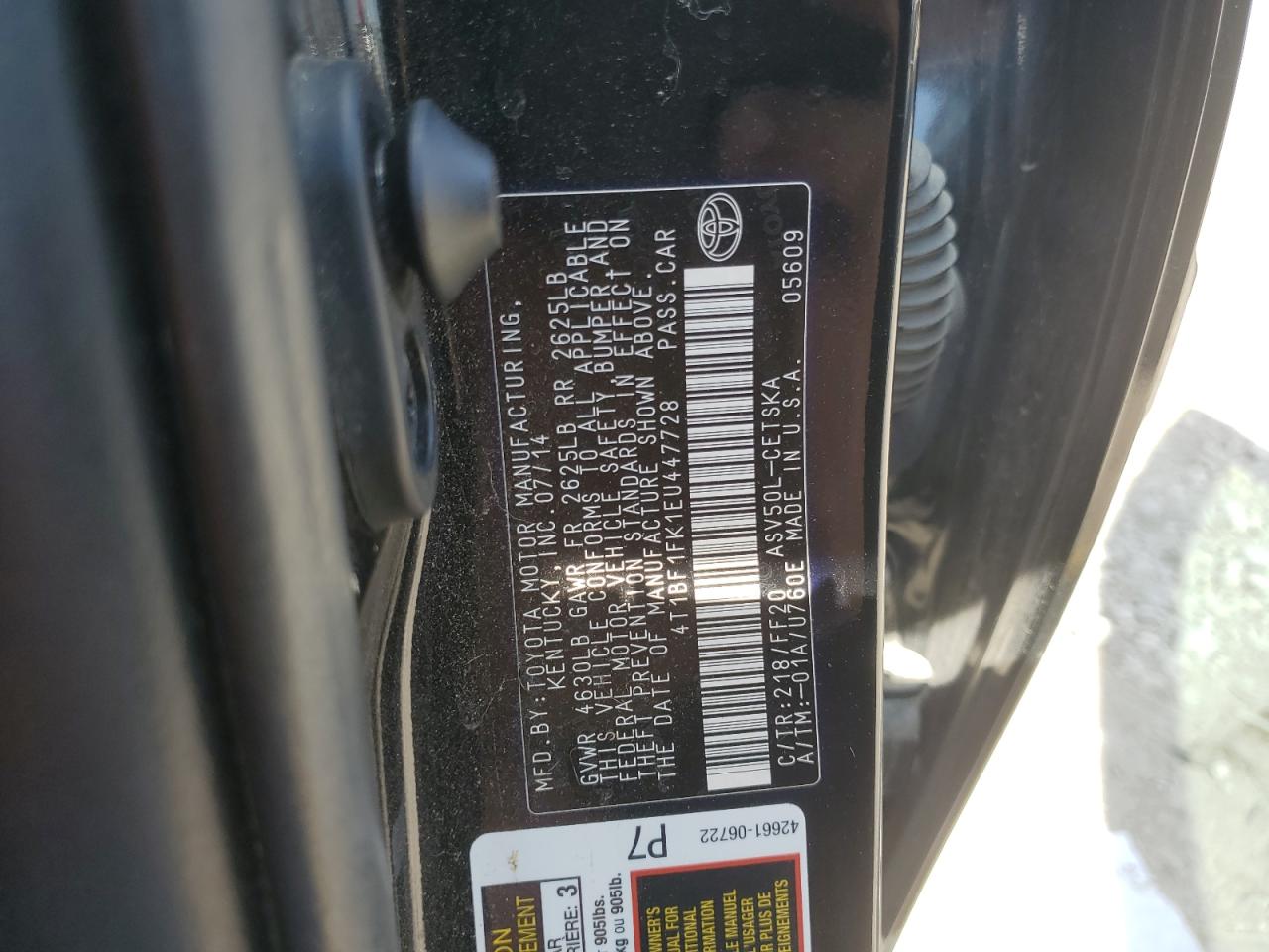 2014 Toyota Camry Se Black vin: 4T1BF1FK1EU447728