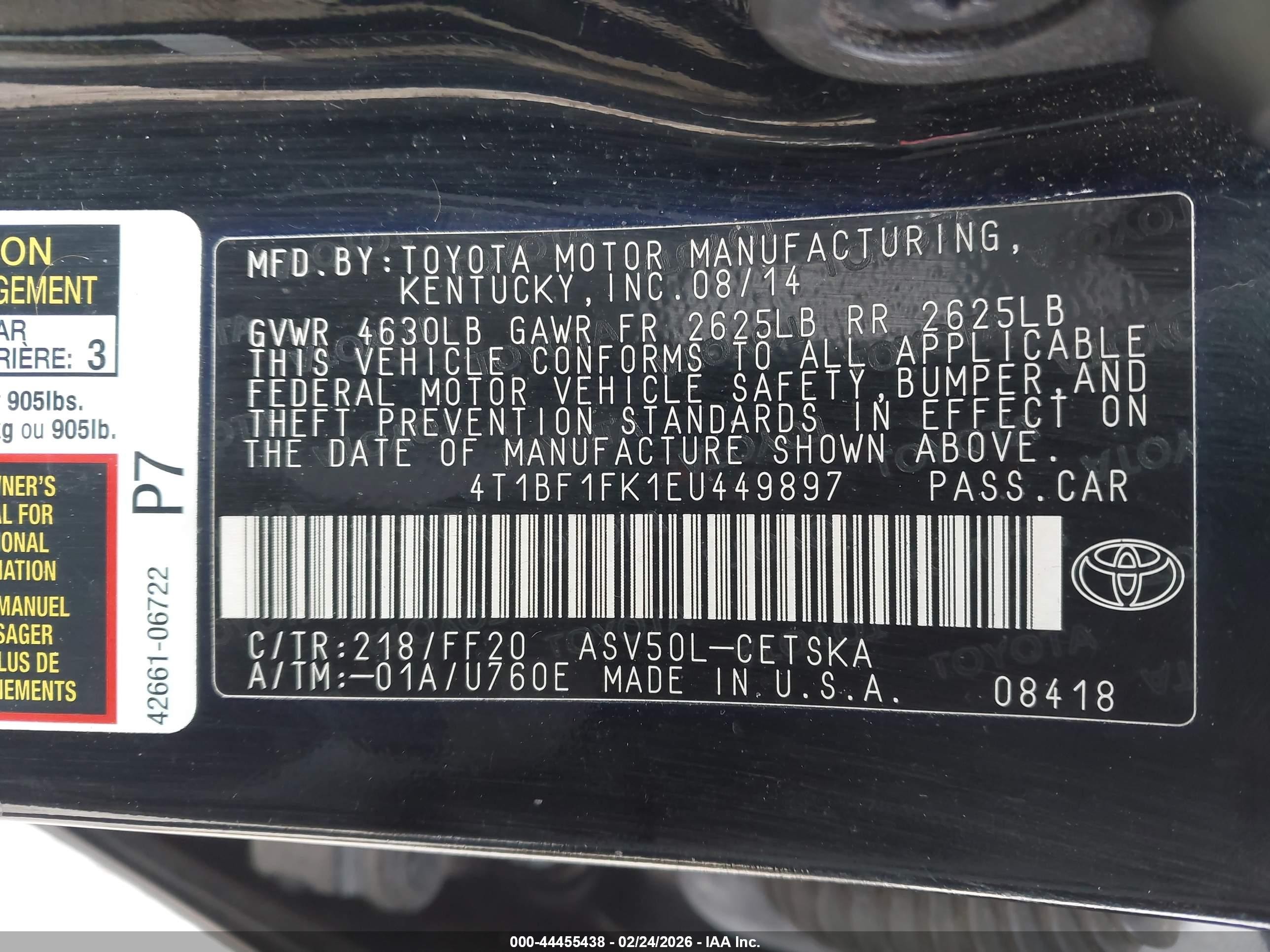 2014 Toyota Camry Se Black vin: 4T1BF1FK1EU449897