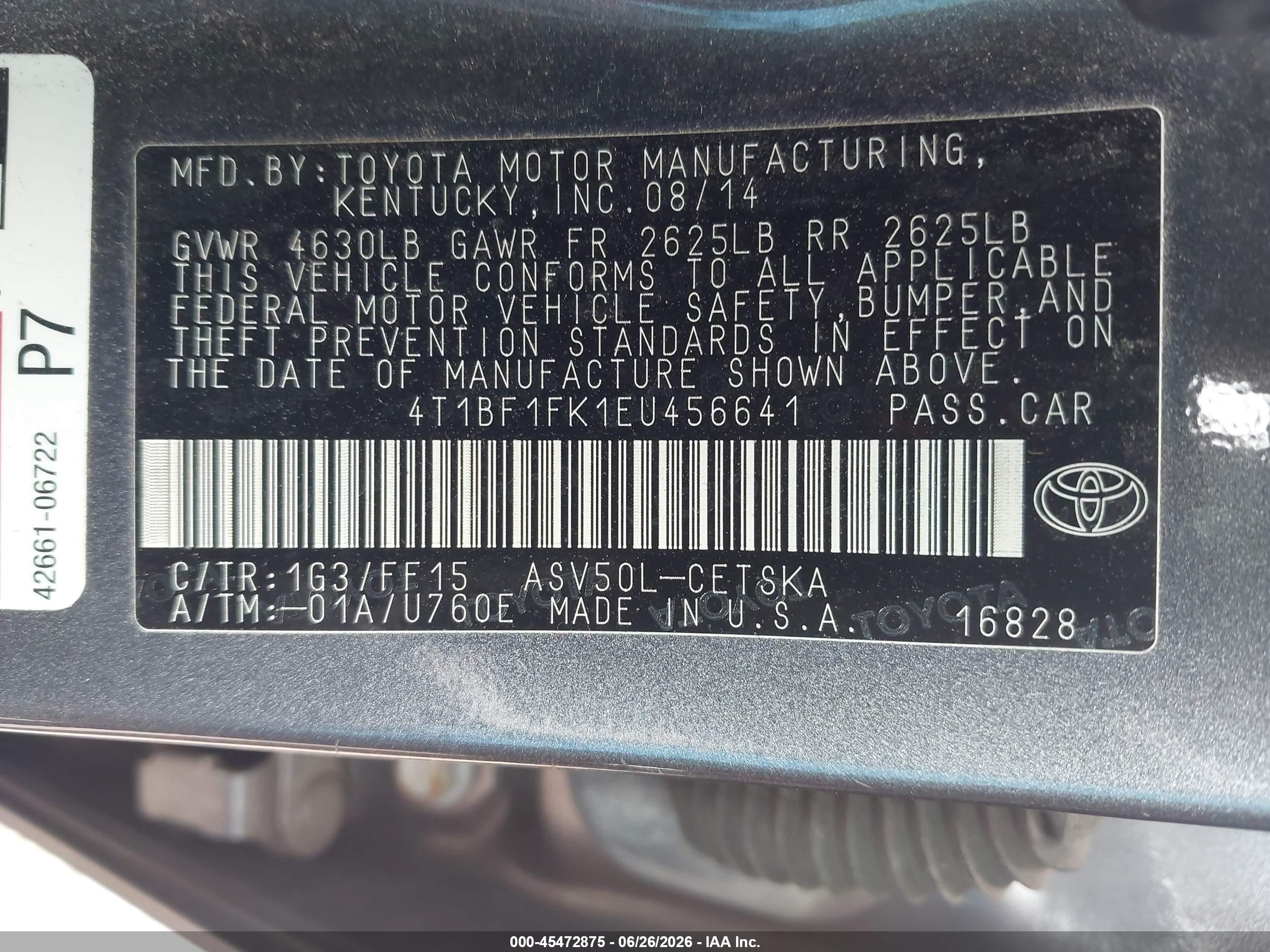 2014 Toyota Camry Se Black vin: 4T1BF1FK1EU456641
