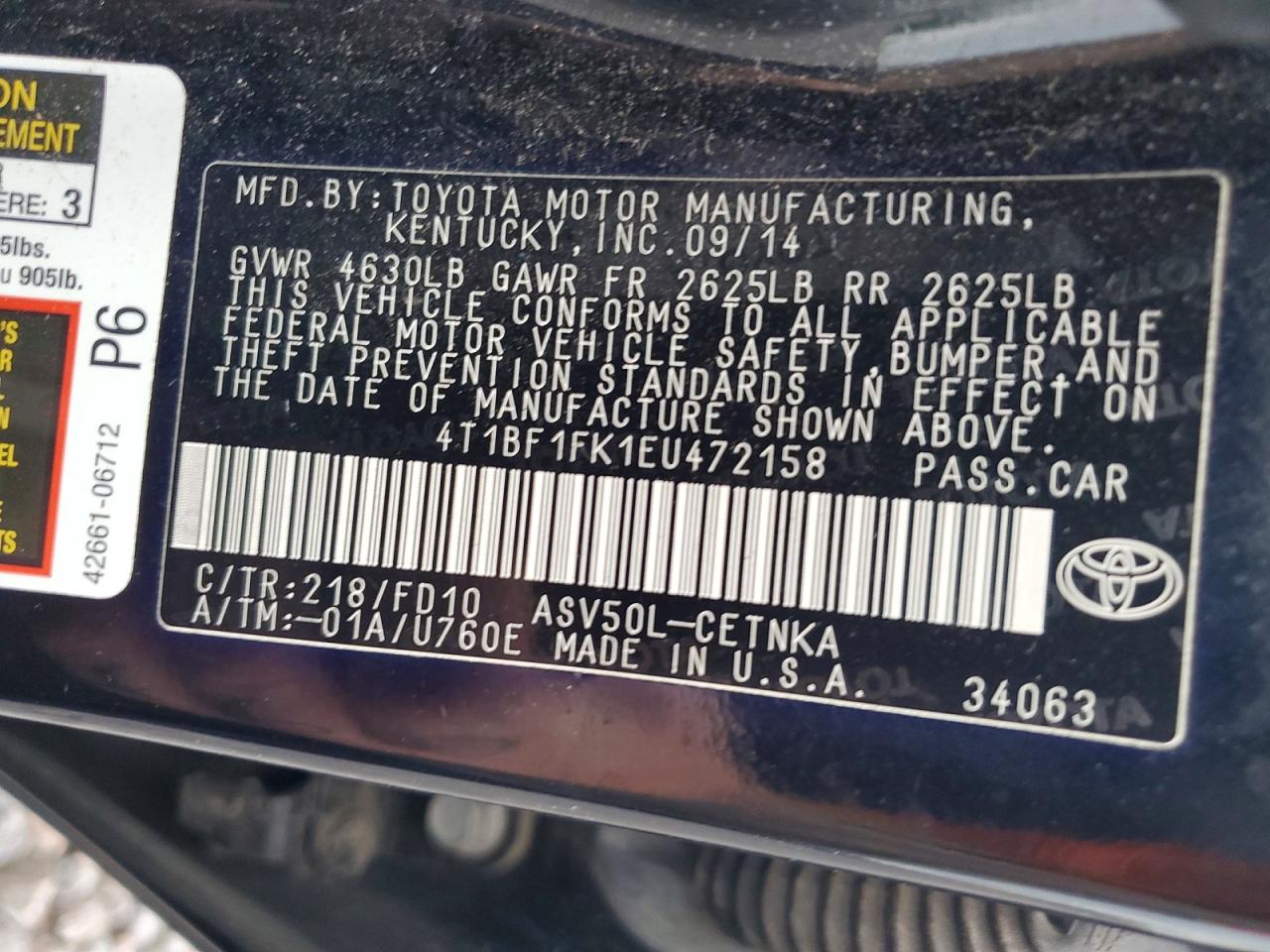2014 Toyota Camry Le Black vin: 4T1BF1FK1EU472158