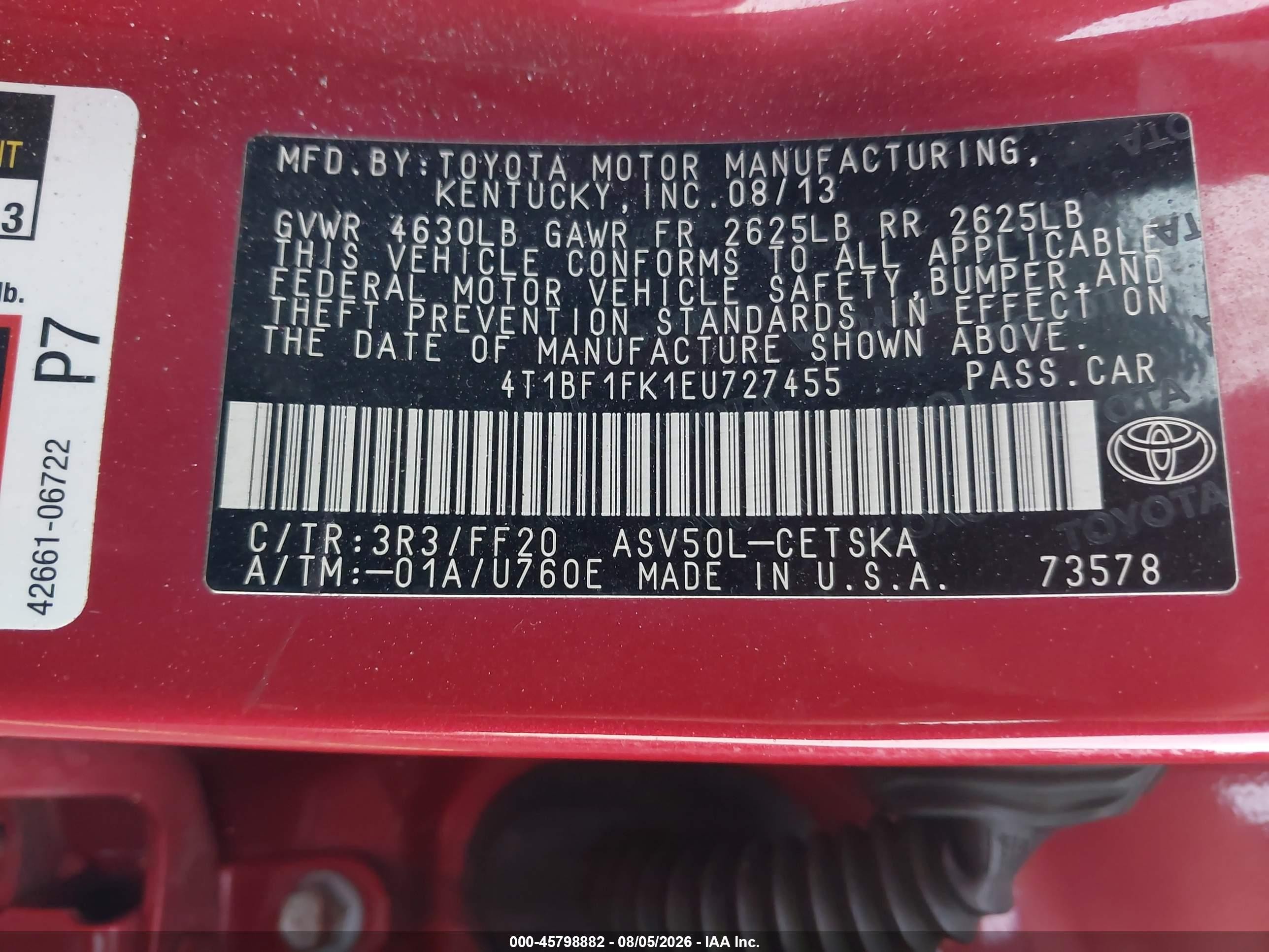 2014 Toyota Camry Se Red vin: 4T1BF1FK1EU727455
