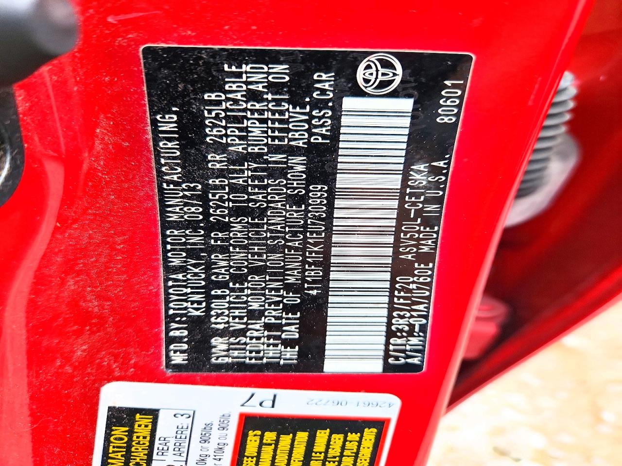 2014 Toyota Camry Se Red vin: 4T1BF1FK1EU730999