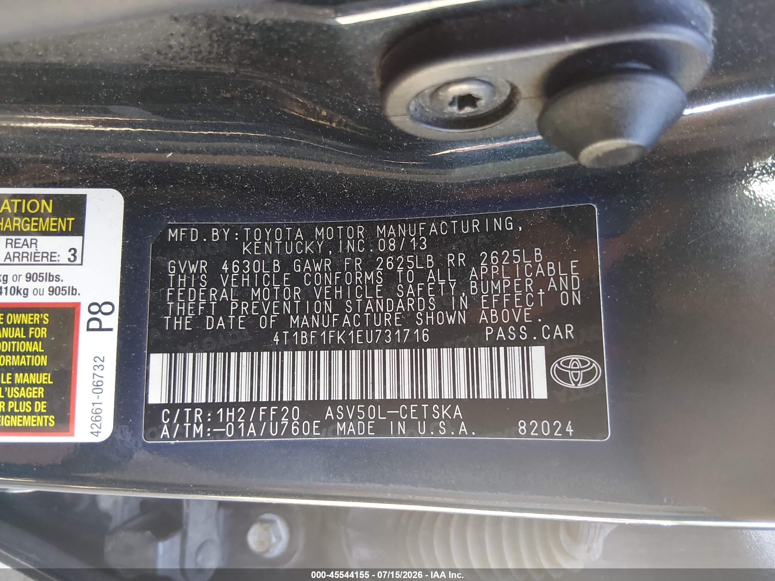 2014 Toyota Camry Se Sport Black vin: 4T1BF1FK1EU731716