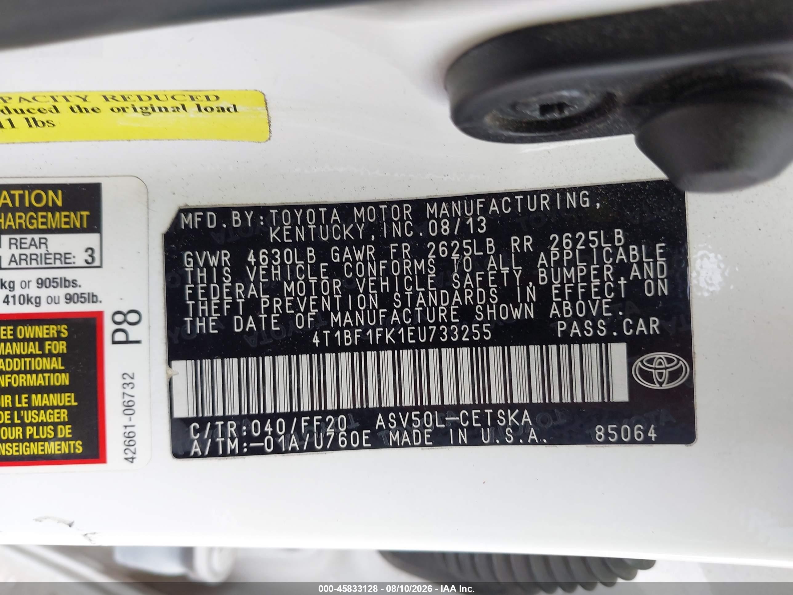 2014 Toyota Camry Se Sport White vin: 4T1BF1FK1EU733255