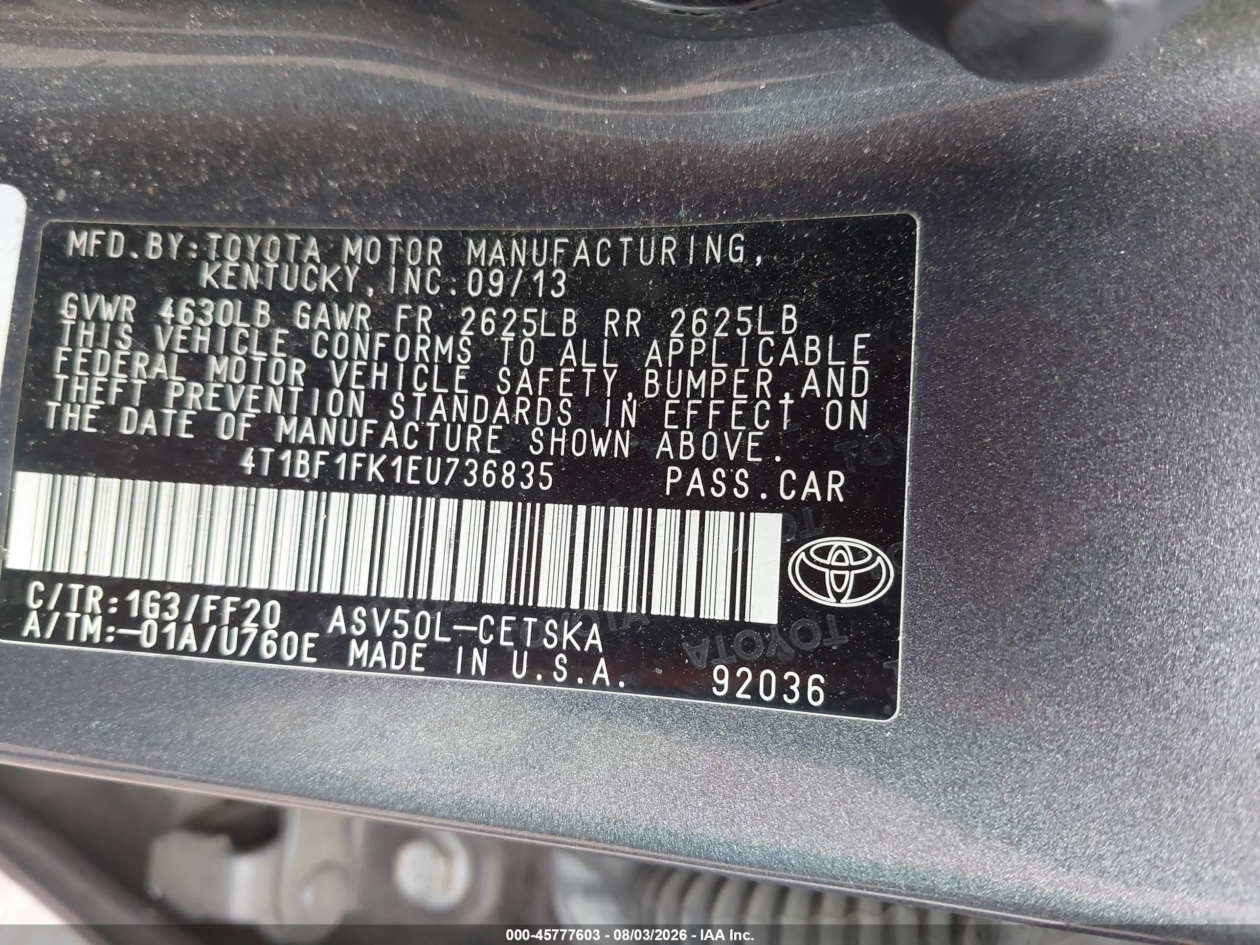 2014 Toyota Camry Se Sport Gray vin: 4T1BF1FK1EU736835