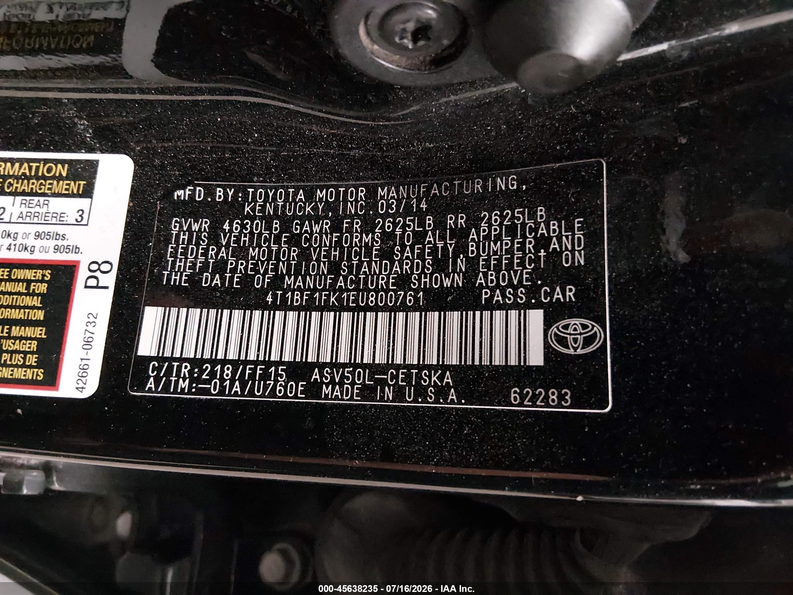 2014 Toyota Camry Se Sport Black vin: 4T1BF1FK1EU800761