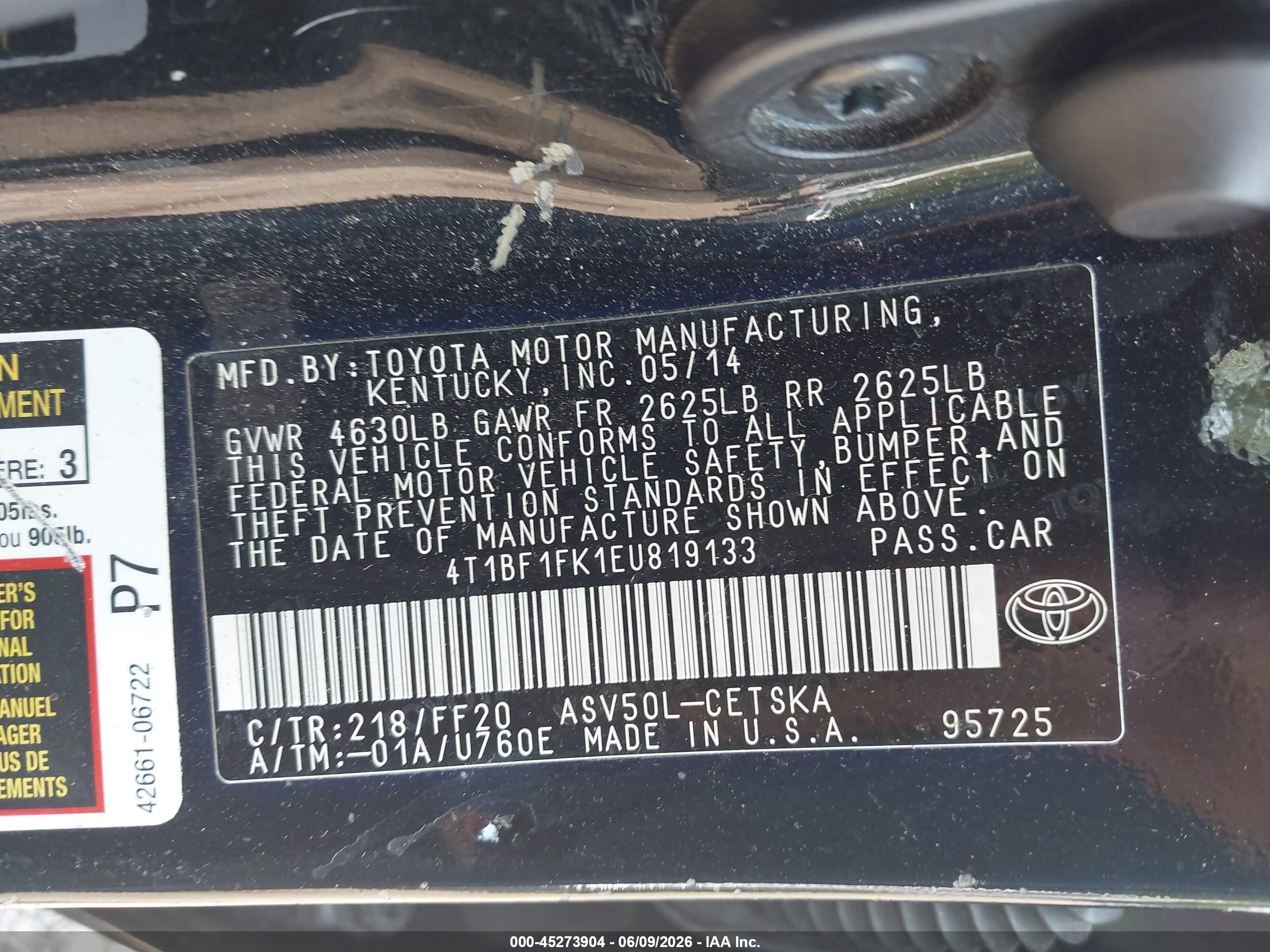 2014 Toyota Camry Se Black vin: 4T1BF1FK1EU819133