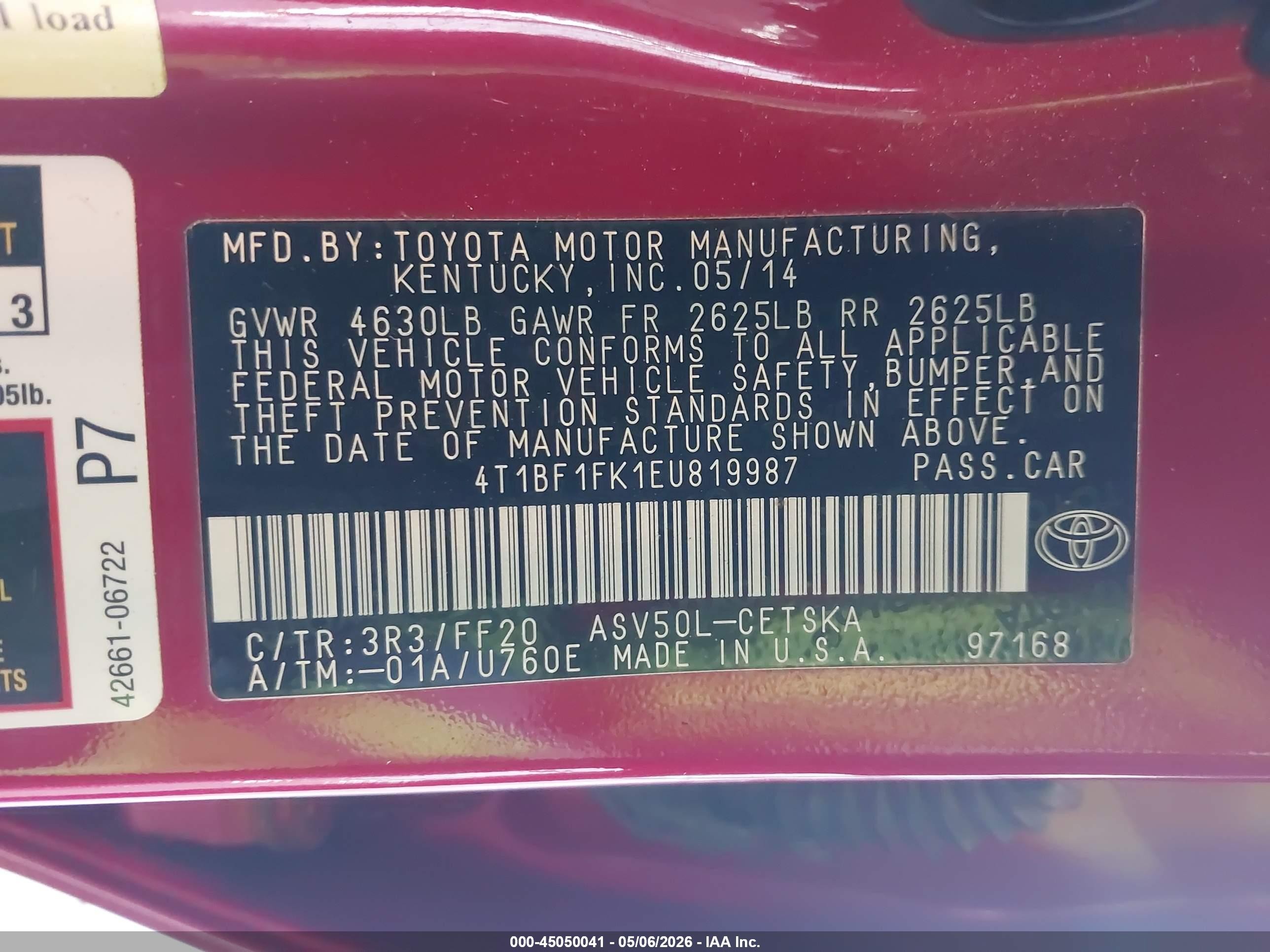 2014 Toyota Camry Se Red vin: 4T1BF1FK1EU819987