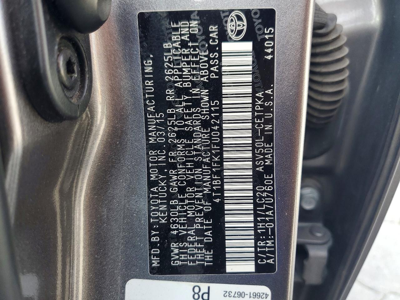2015 Toyota Camry Xse Gray vin: 4T1BF1FK1FU042115