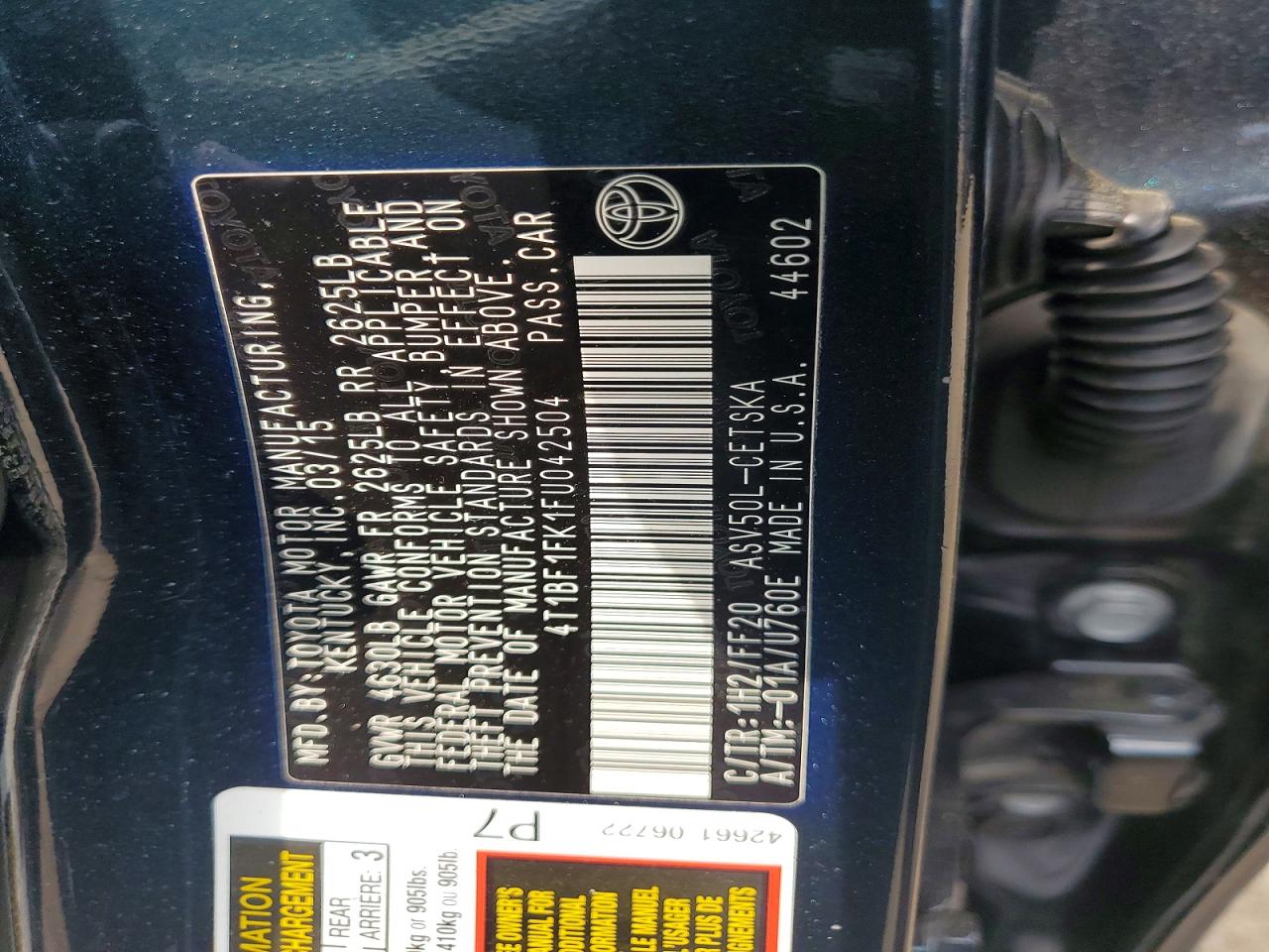 2015 Toyota Camry Se Blue vin: 4T1BF1FK1FU042504