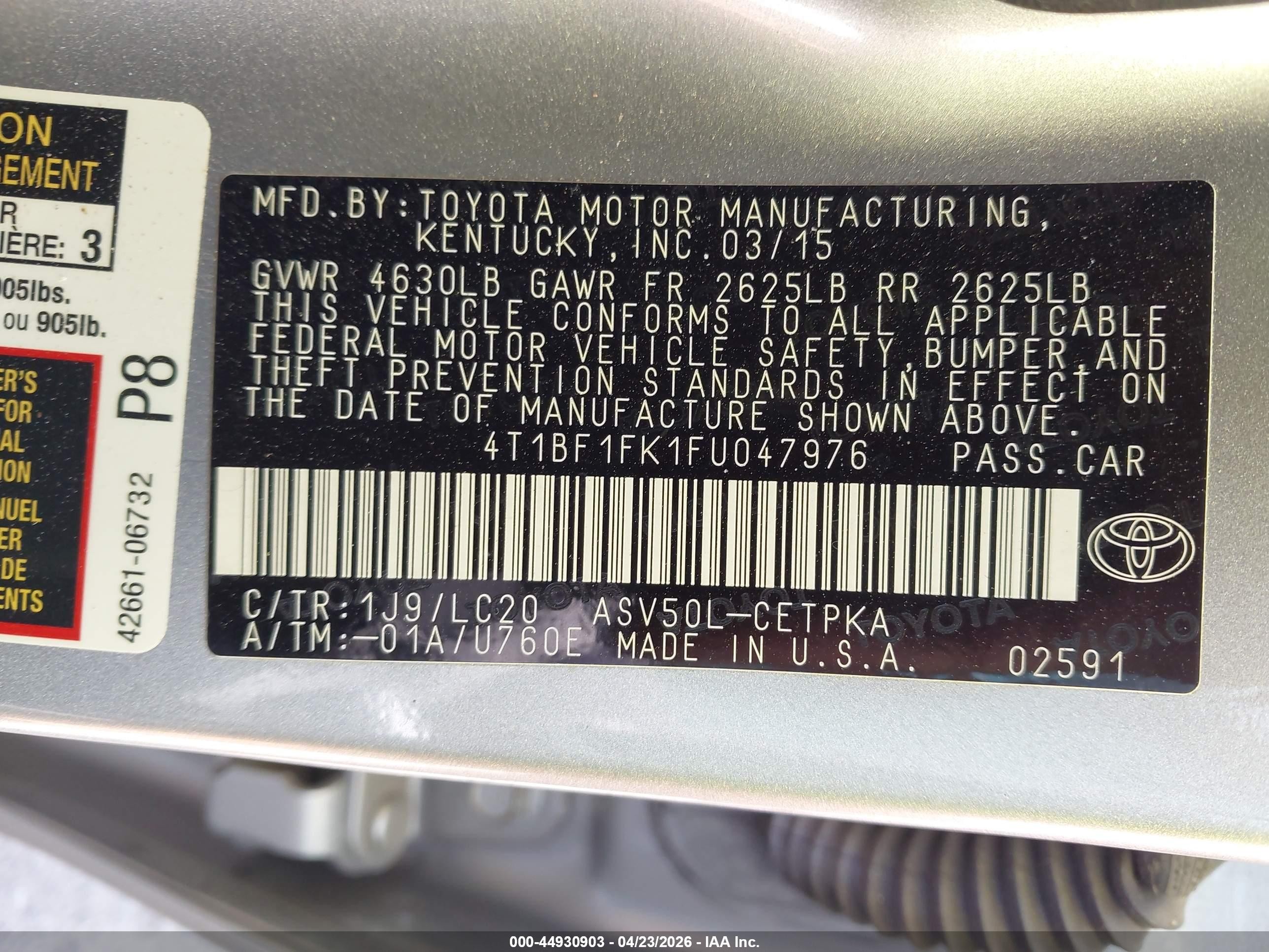2015 Toyota Camry Xse Silver vin: 4T1BF1FK1FU047976