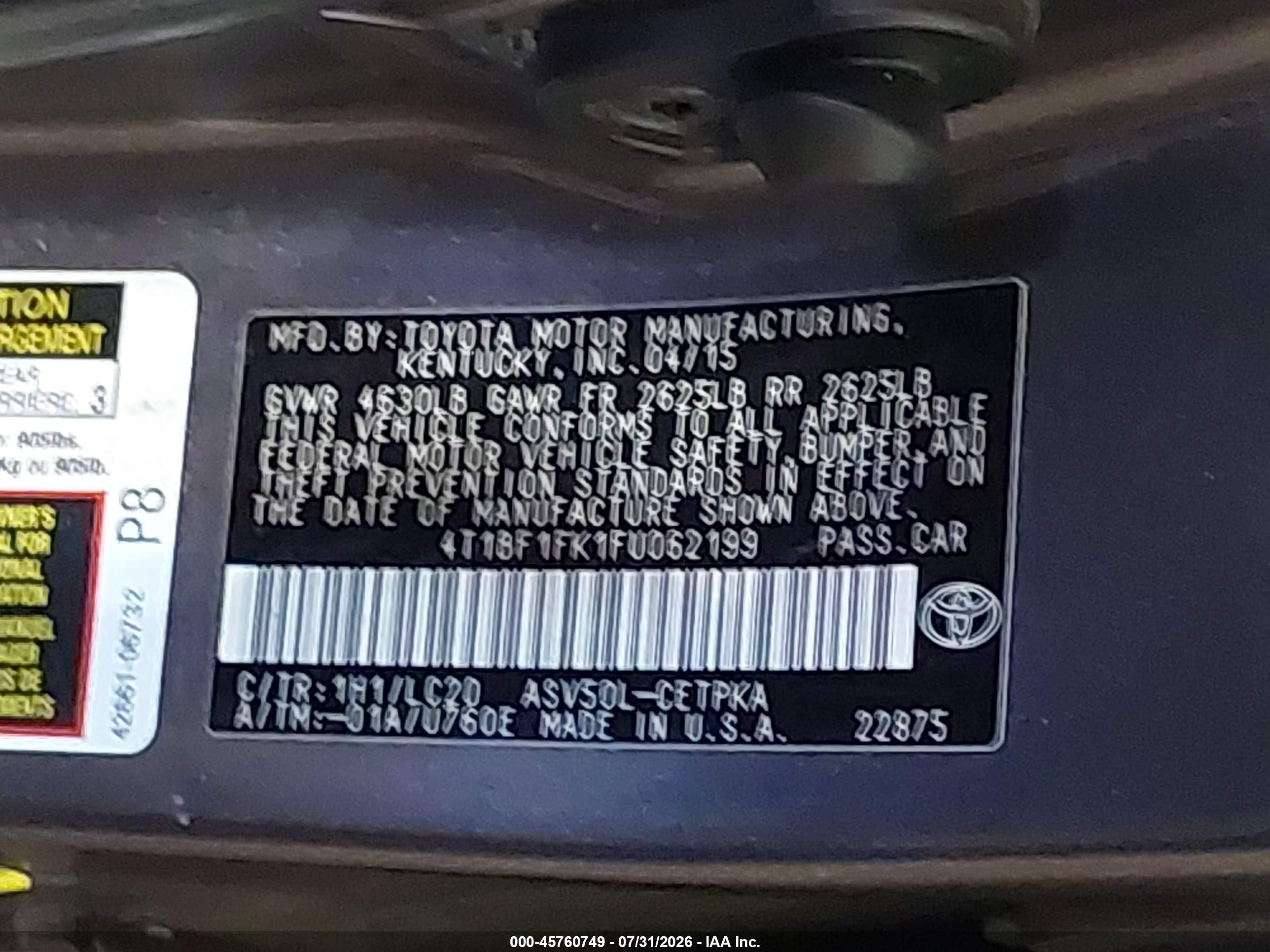 2015 Toyota Camry Xse Серый vin: 4T1BF1FK1FU062199