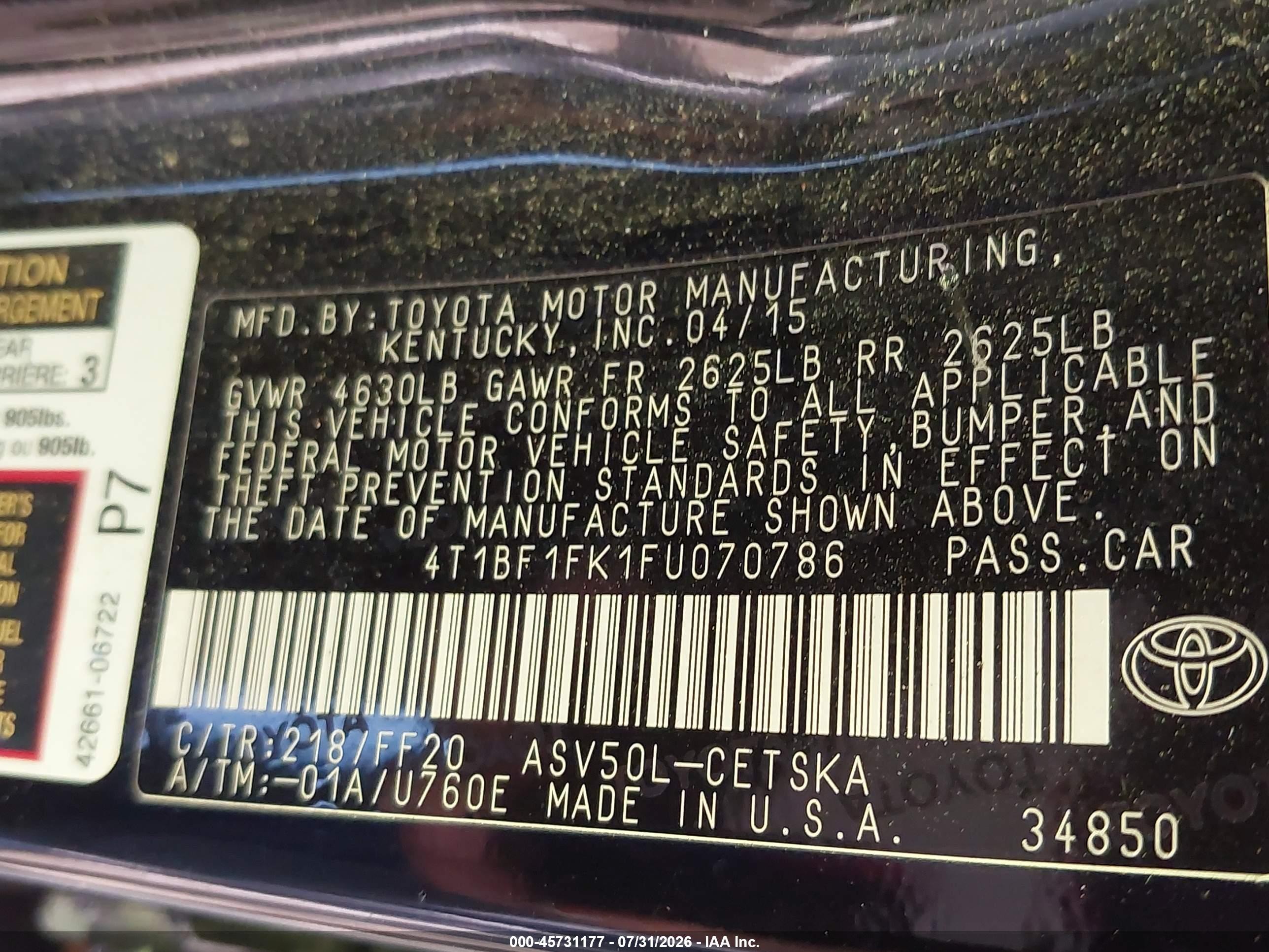 2015 Toyota Camry Se Dark Blue vin: 4T1BF1FK1FU070786